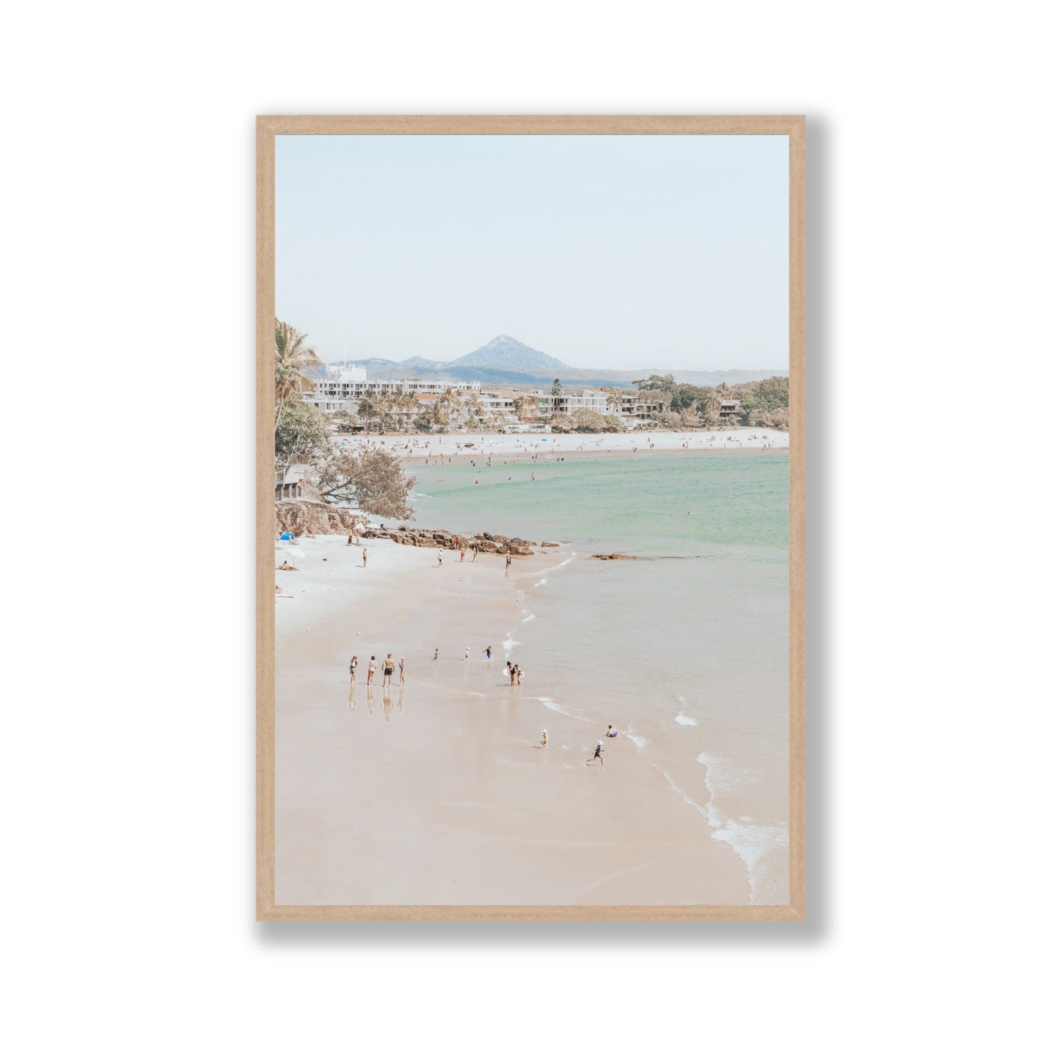 Little Cove Shallows fine art print, Noosa, Australia, coastal scenes artwork, Gallery, Natural Oak Frame · Full Bleed, Fine Art Print