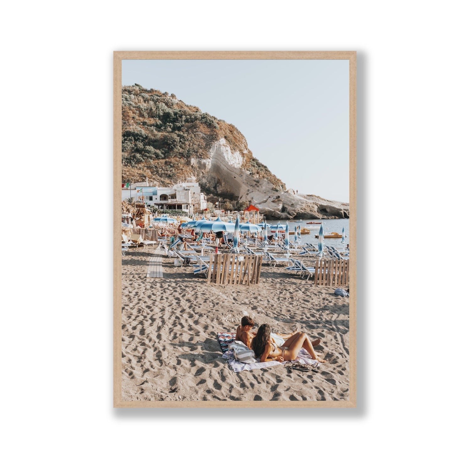Beach Buddies fine art print, Ischia, Italy, Gallery, Natural Oak Frame · Full Bleed, Fine Art Print