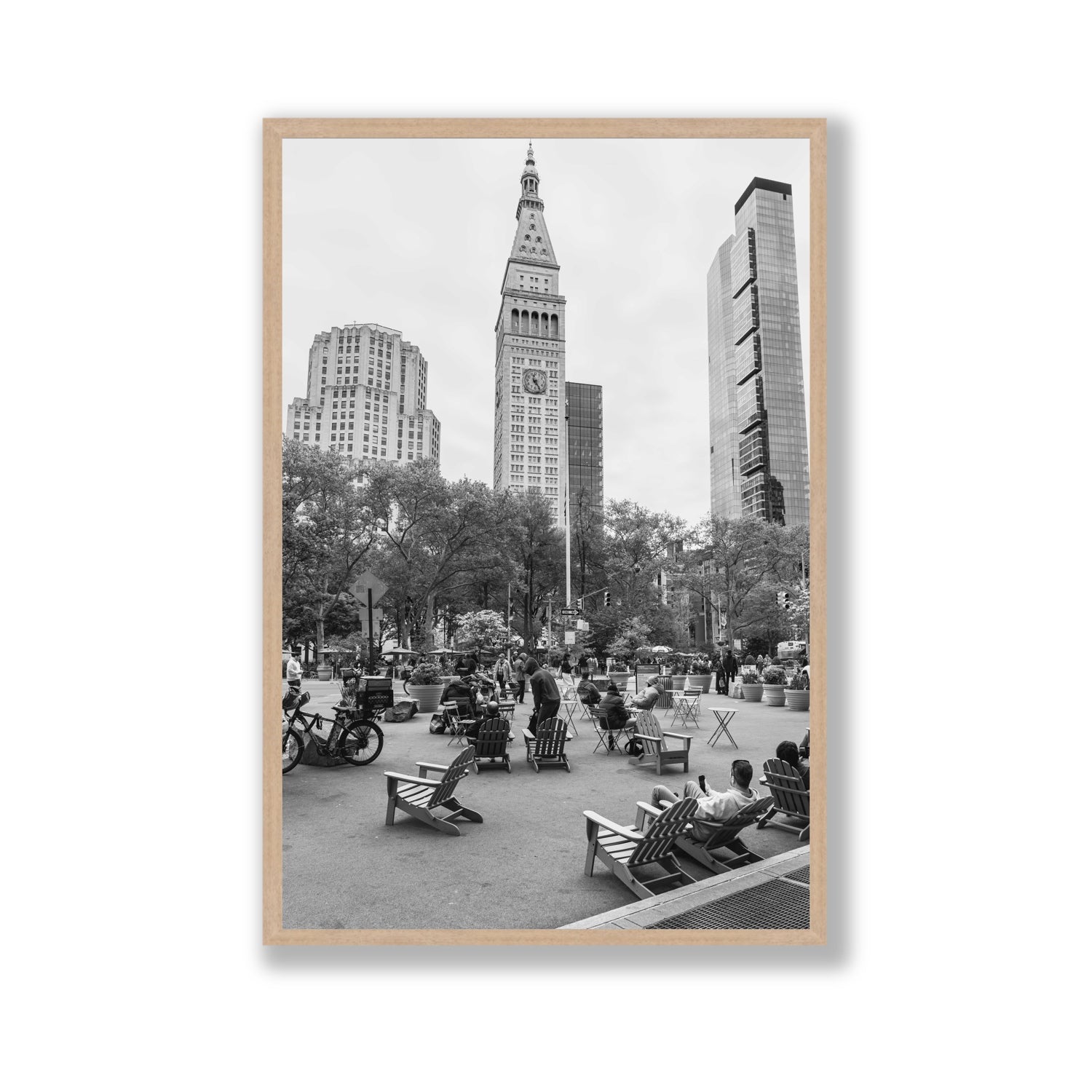 Timeless New York New York NYC Black & White wall art Gallery full-bleed fine art print in natural oak frame
