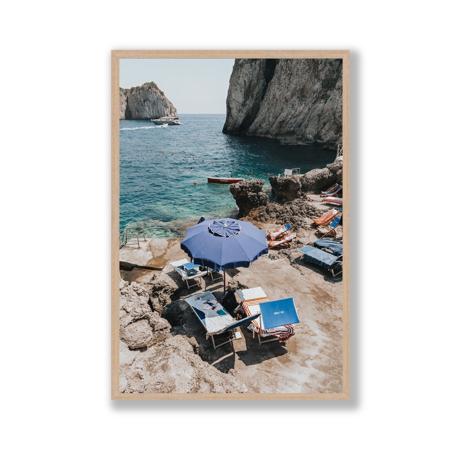 Lonely Loungers fine art print, Capri, Italy, Gallery, Natural Oak Frame · Full Bleed, Fine Art Print