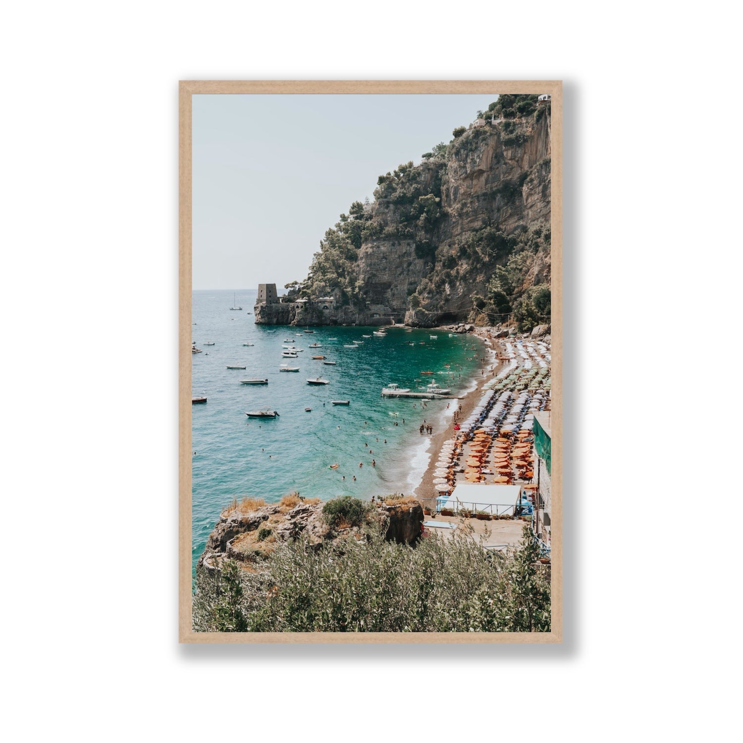 Baia dei Sogni fine art print, Positano, Italy, Gallery, Natural Oak Frame · Full Bleed, Fine Art Print