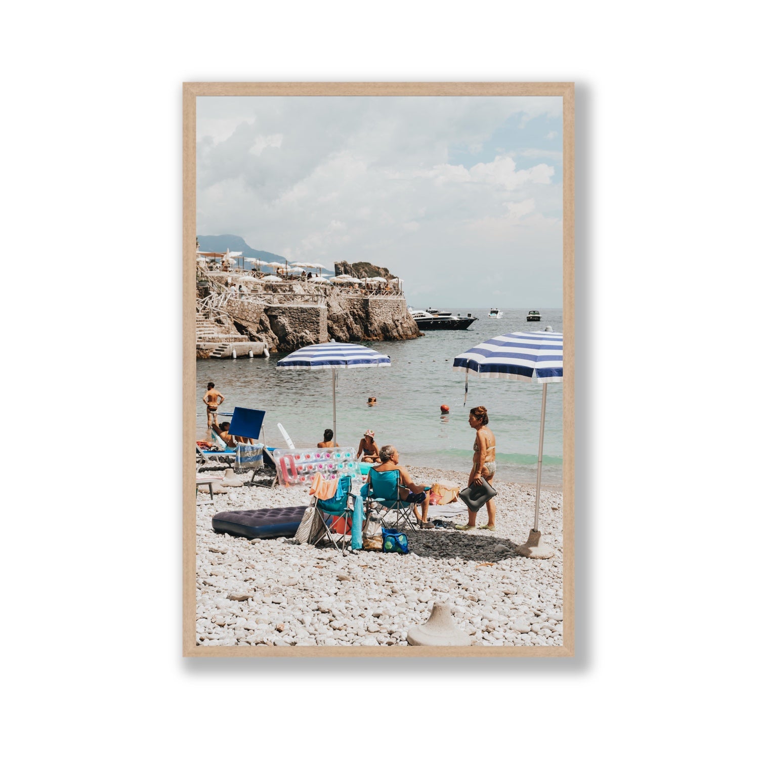 Couple Goals Nerano Amalfi Coast coastal wall art Gallery full-bleed fine art print in natural oak frame