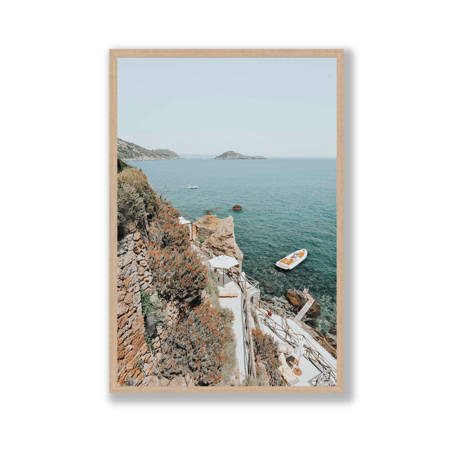 Front Row Seat Tuscany coastal wall art Gallery full-bleed fine art print in natural oak frame