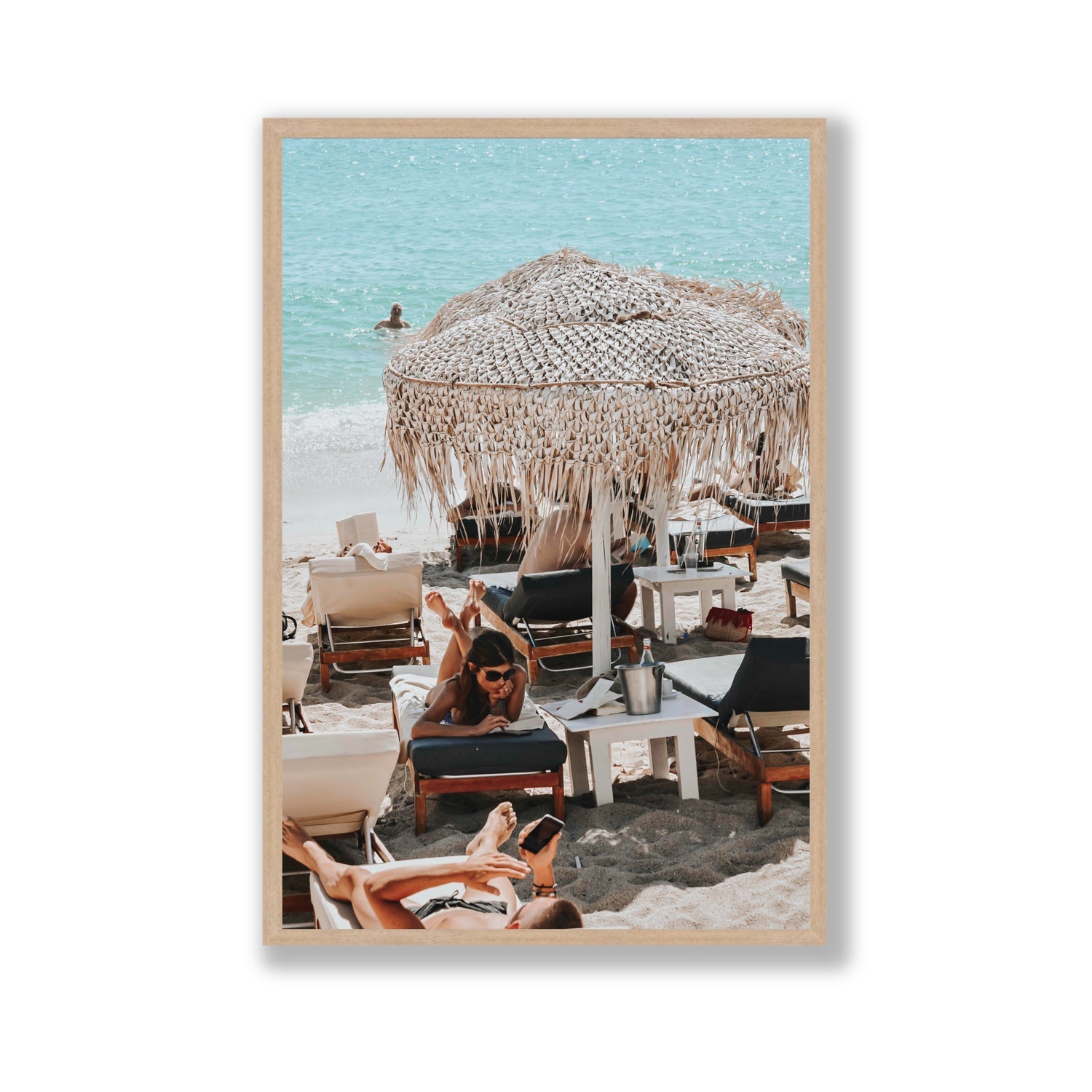 In The Zone Mykonos Greek island wall art Gallery full-bleed fine art print in natural oak frame