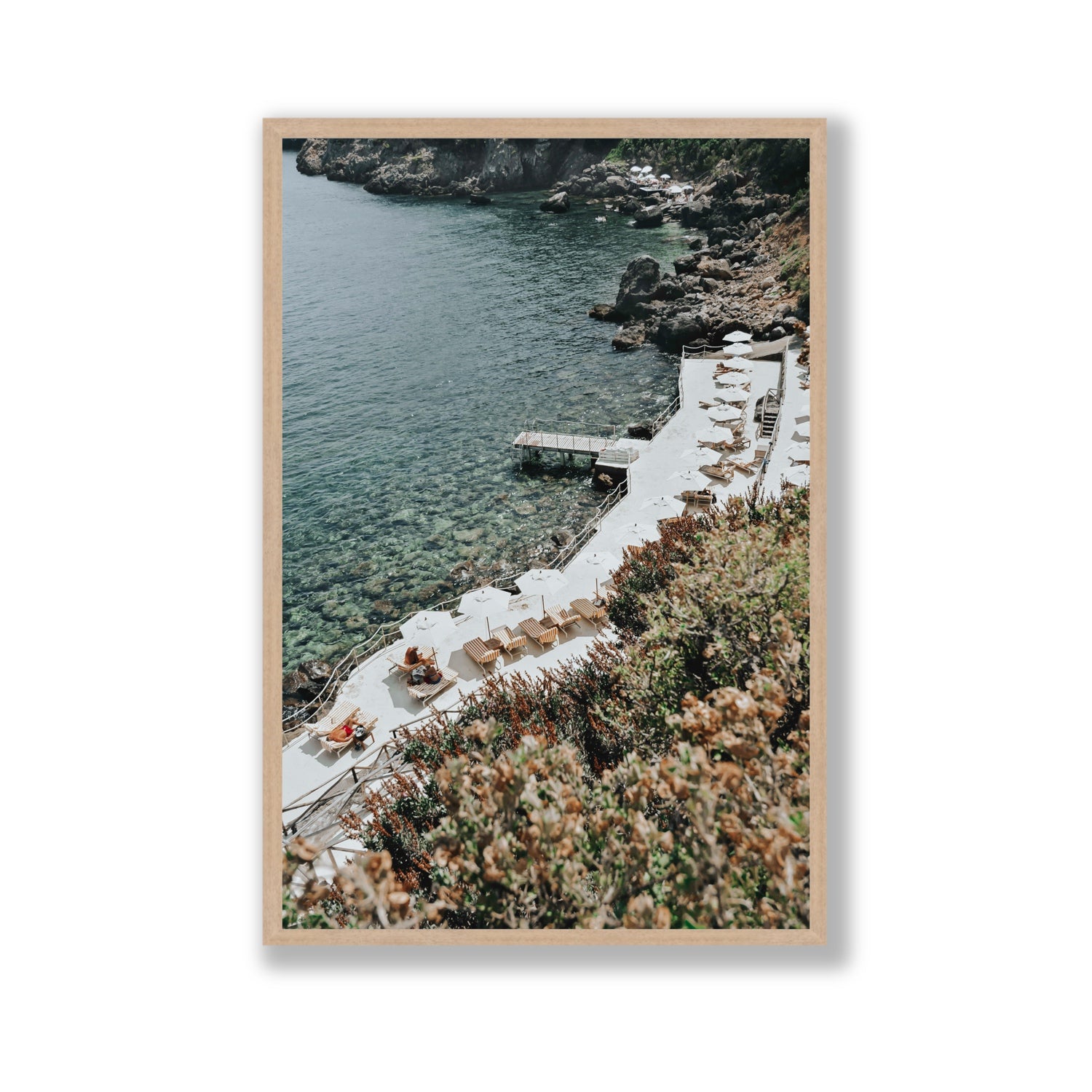Go Beyond The Postcard Tuscany coastal wall art Gallery full-bleed fine art print in natural oak frame