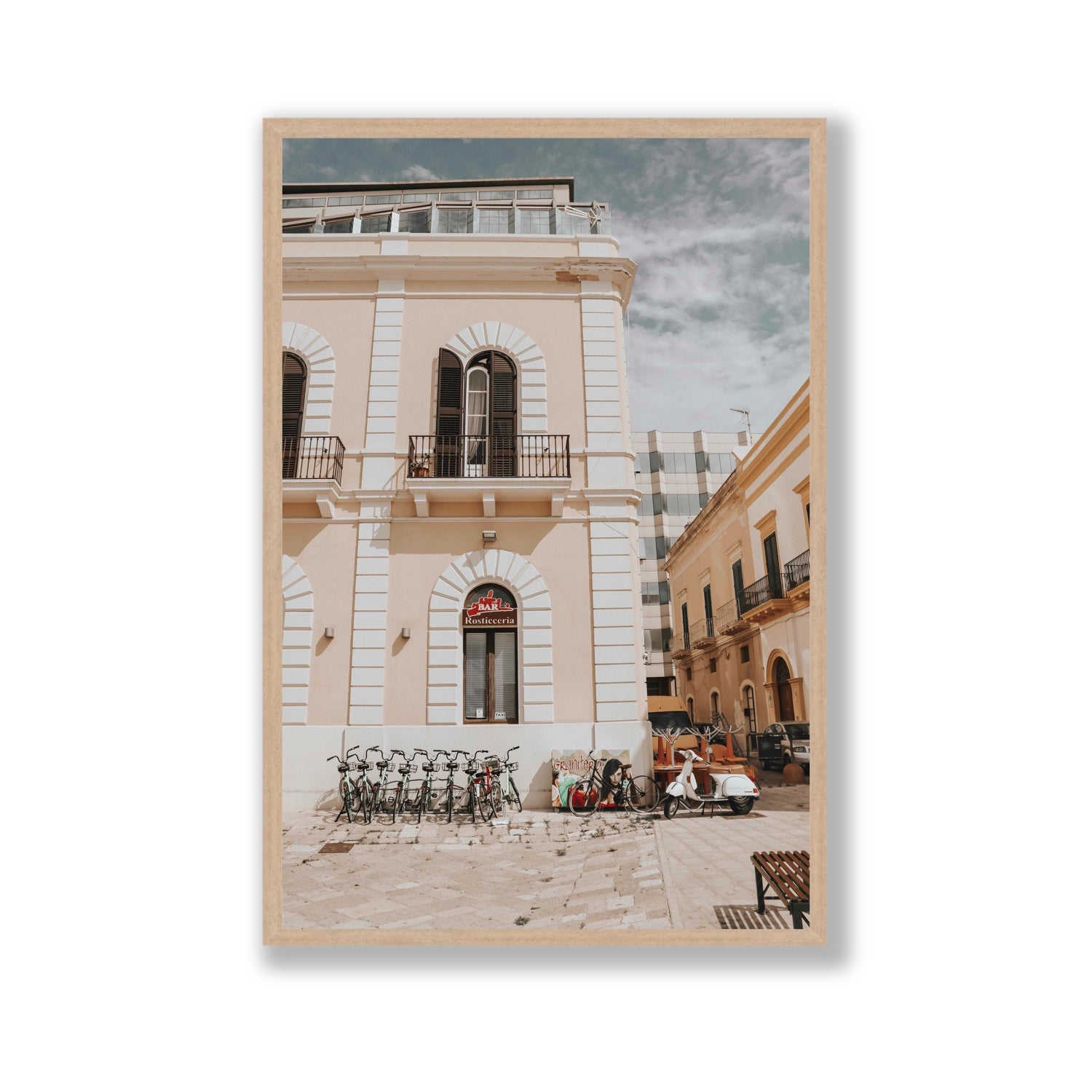 Rosticceria Puglia Italian wall art Gallery full-bleed fine art print in natural oak frame