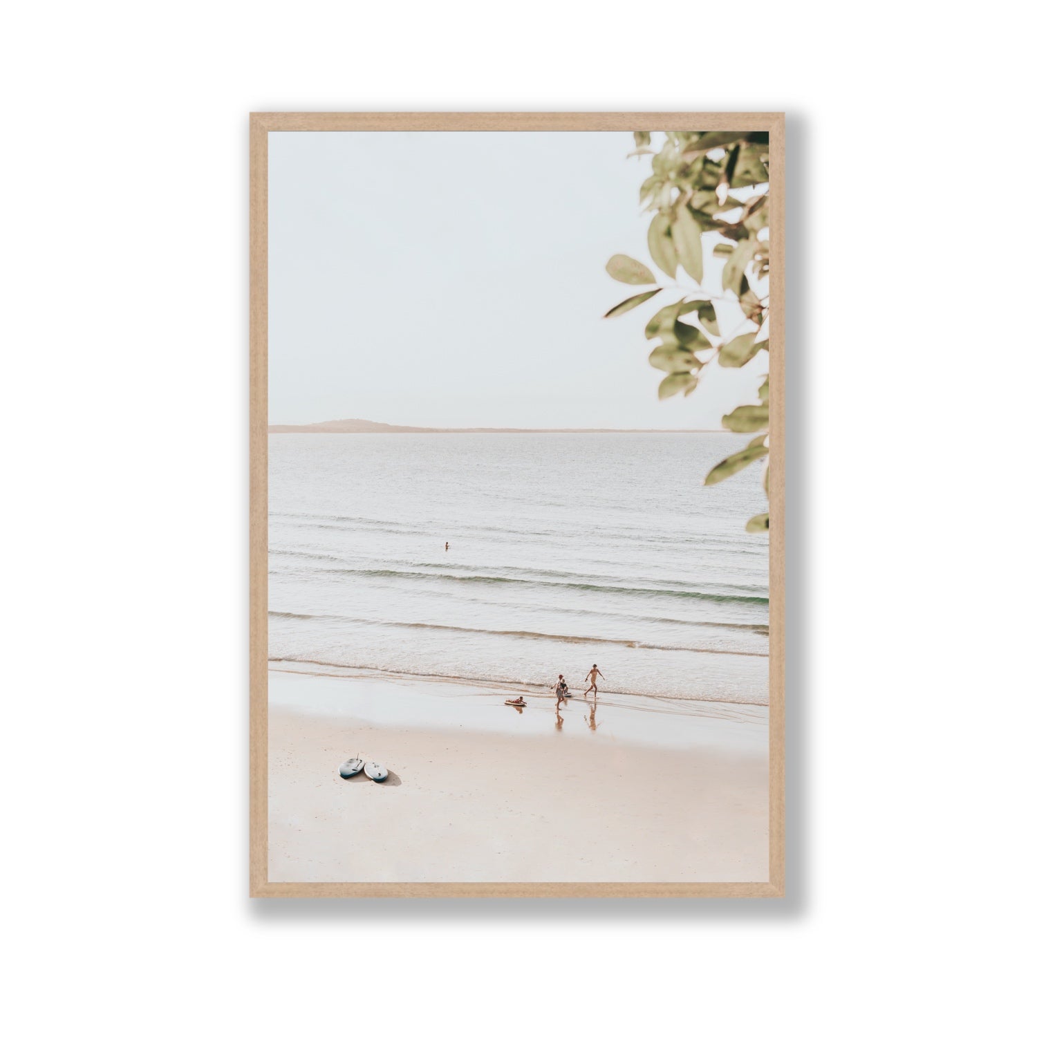 Walking On Sunshine fine art print, Noosa, Australia, coastal scenes artwork, Gallery, Natural Oak Frame · Full Bleed, Fine Art Print