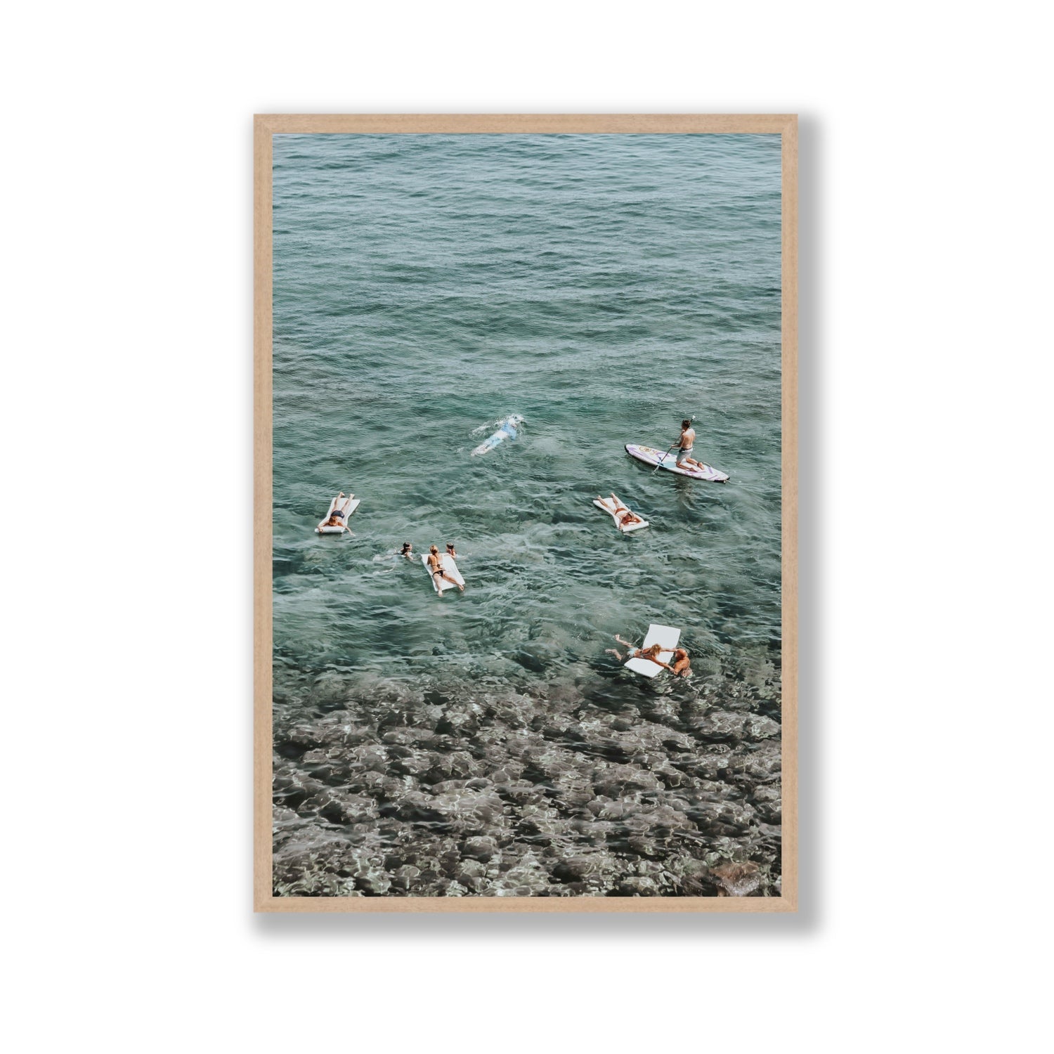The Big Chill Tuscany coastal Italian wall art Gallery full-bleed fine art print in natural oak frame