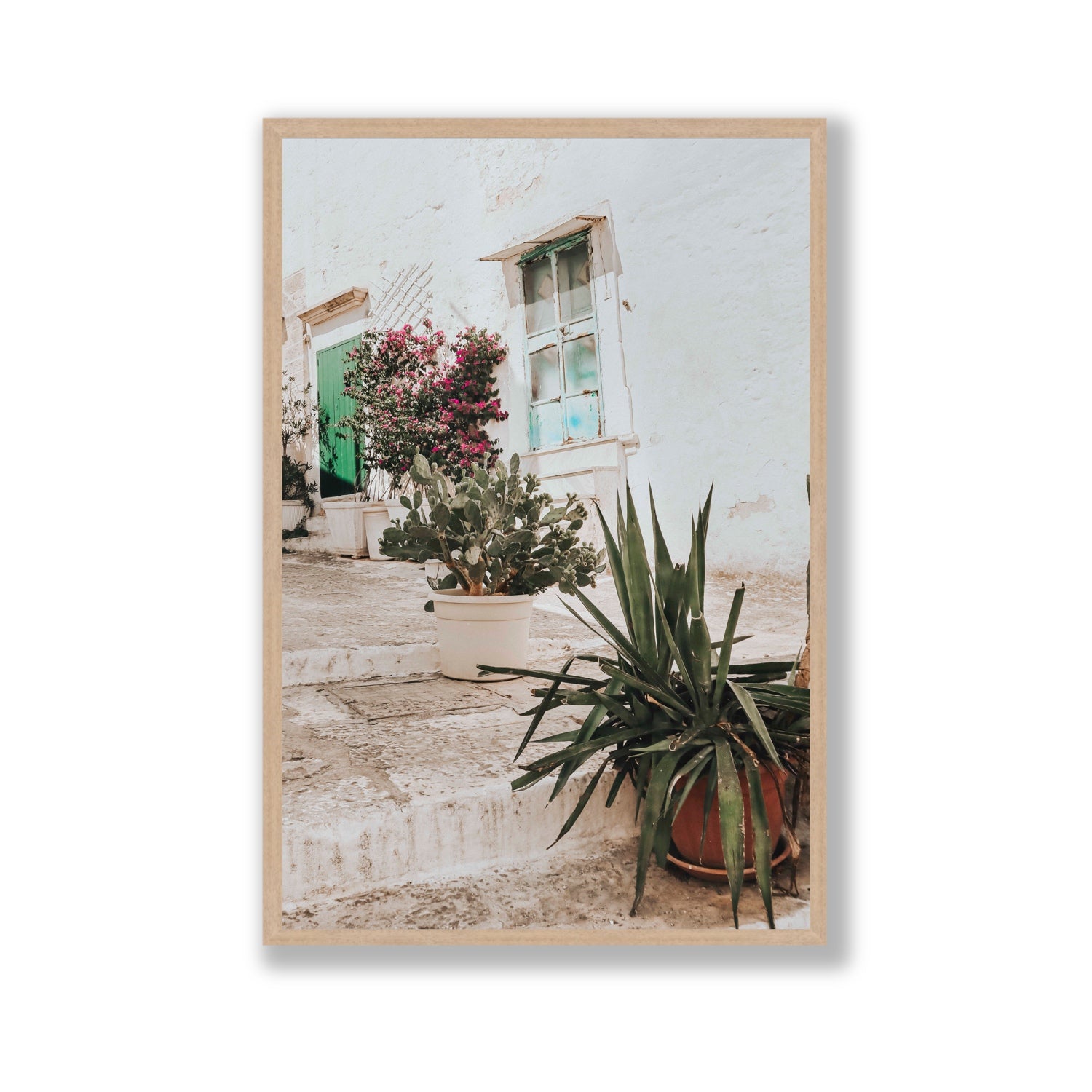 Giardino Segreto Puglia Ostuni wall art Gallery full-bleed fine art print in natural oak frame