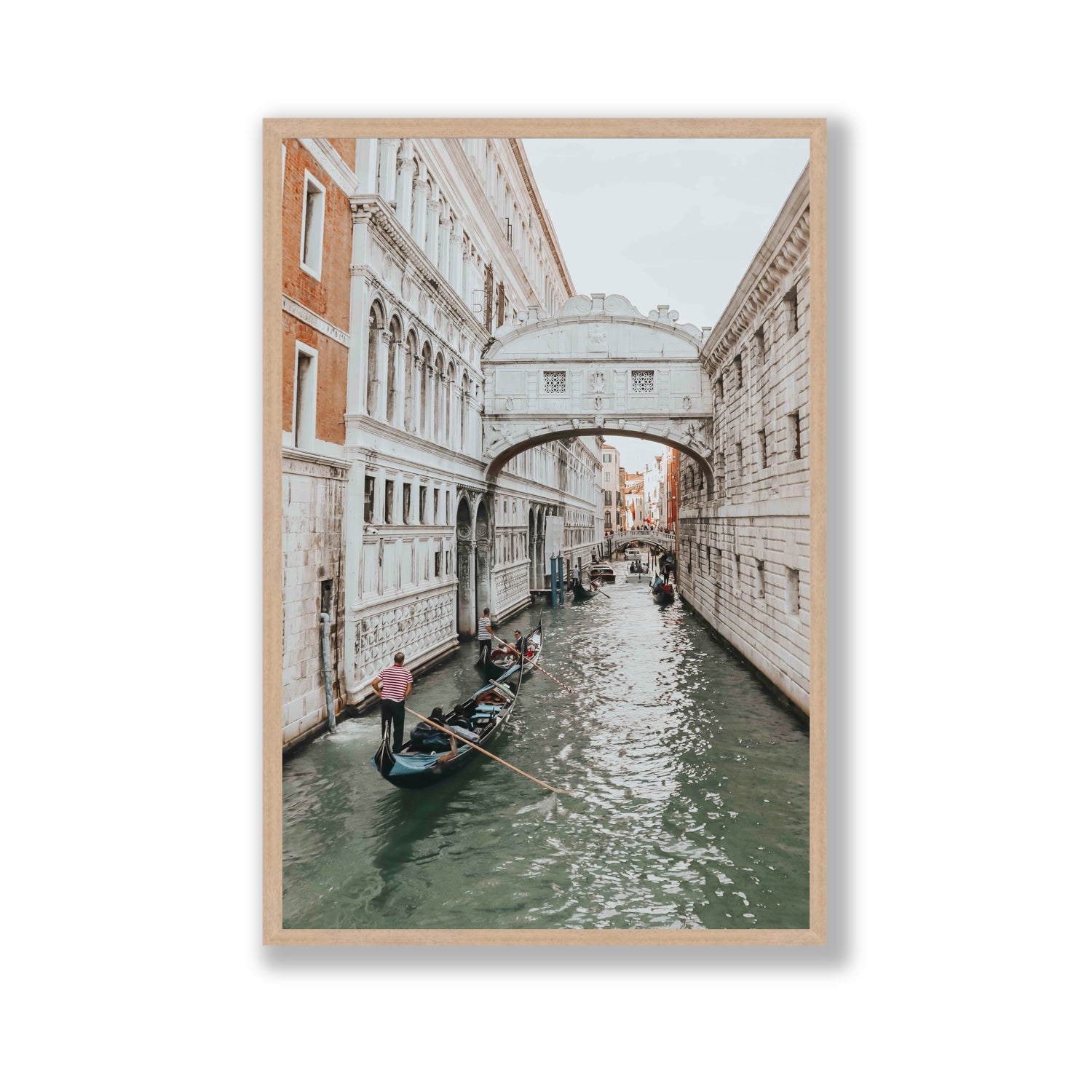 Bridge of Sighs Venice Gondola Italian wall art Gallery full-bleed fine art print in natural oak frame