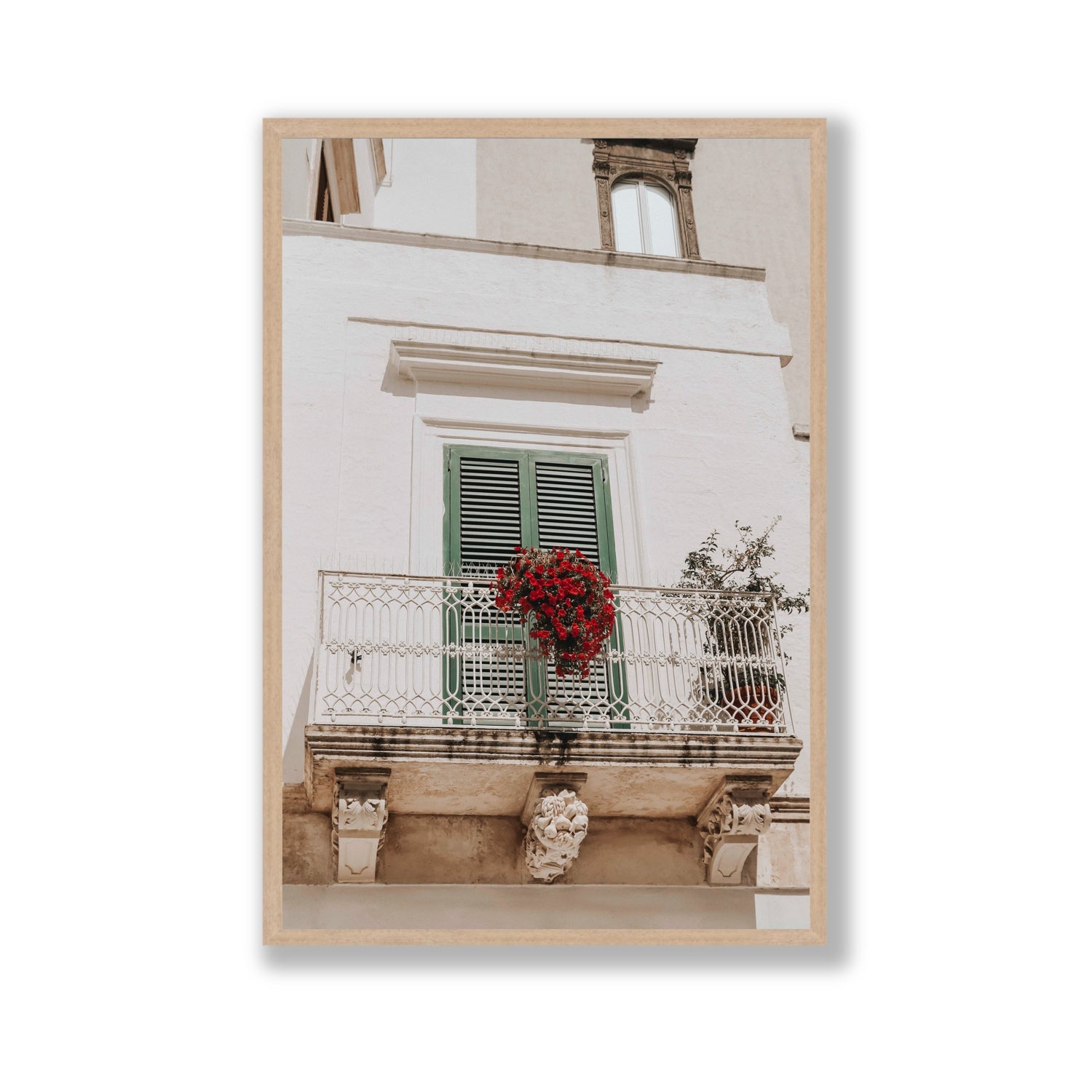 Balcone Estivo Puglia Italian wall art Gallery full-bleed fine art print in natural oak frame
