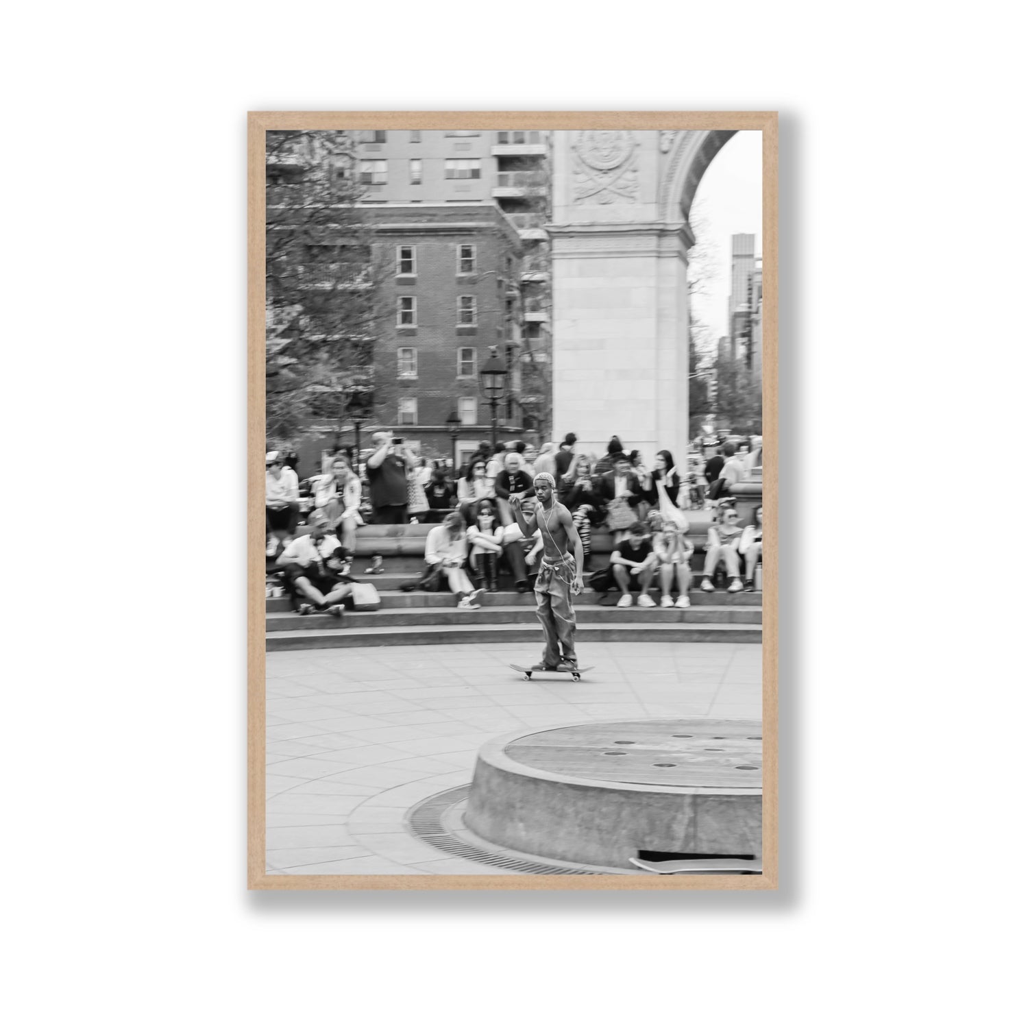 Parkside Pirouettes New York NYC Black & White wall art Gallery full-bleed fine art print in natural oak frame