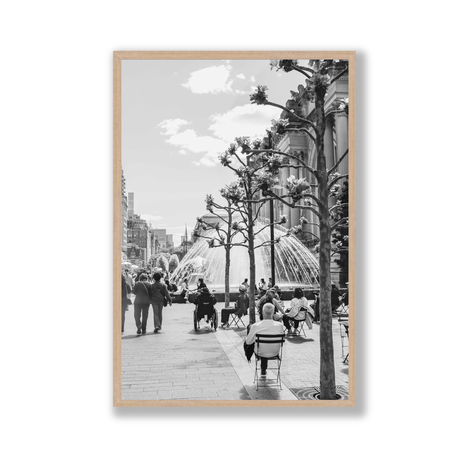 Luminary Noir New York NYC Black & White wall art Gallery full-bleed fine art print in natural oak frame