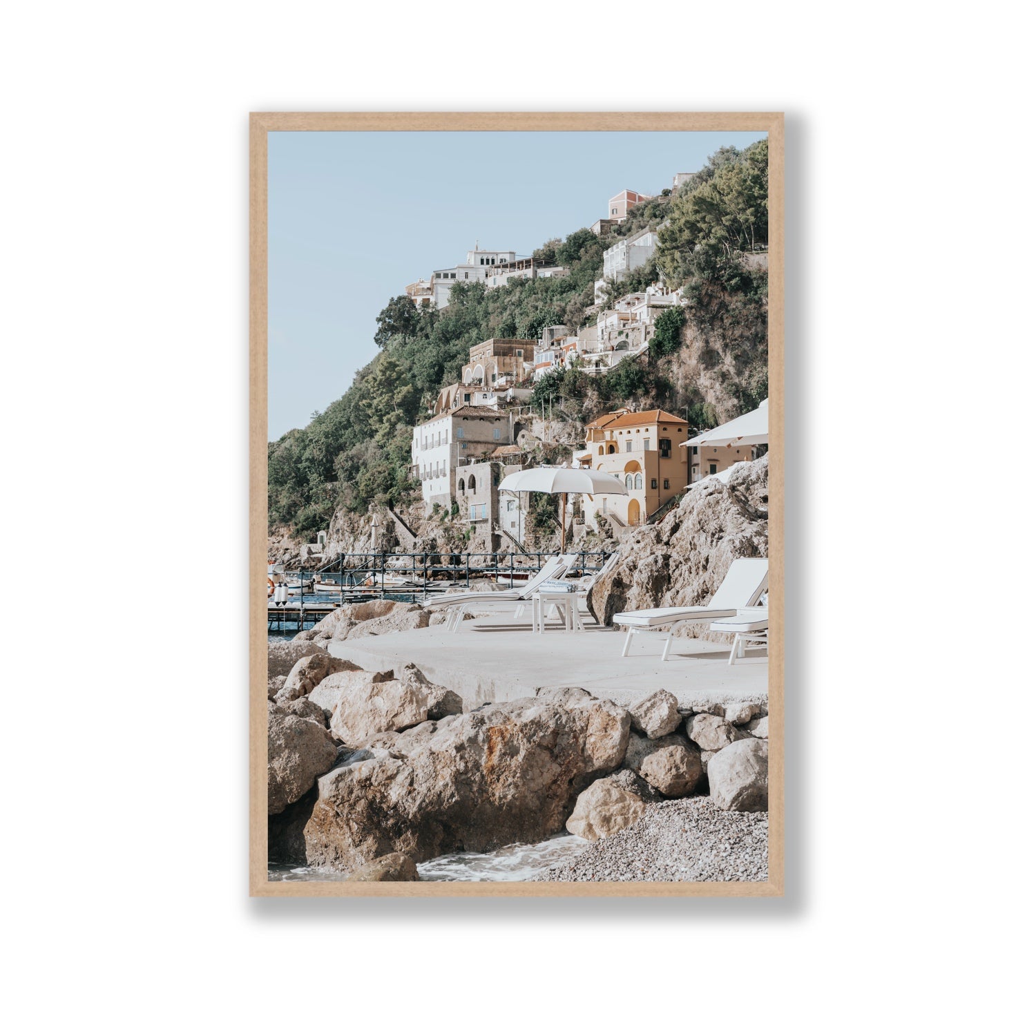 Dolce Coast Amalfi travel photography wall art gallery full-bleed fine art print in natural oak frame