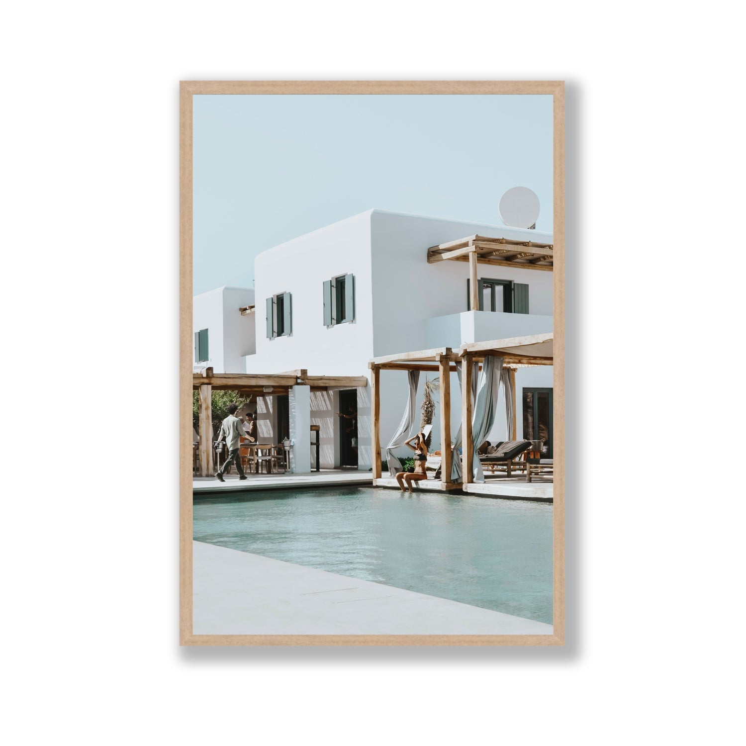 Aphrodite Mykonos Greek island wall art Gallery full-bleed fine art print in natural oak frame