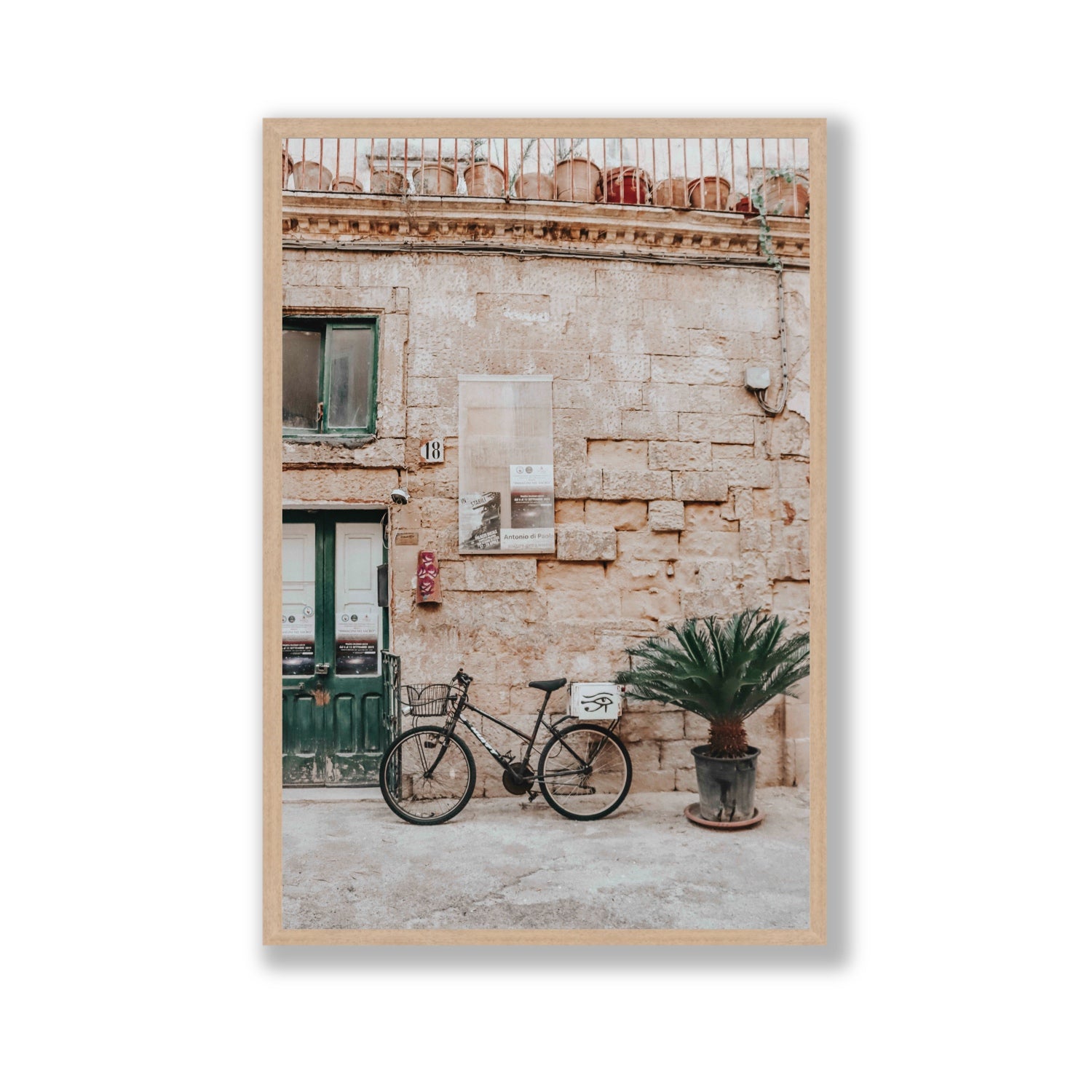 Salento Streets Puglia Lecce Italian wall art Gallery full-bleed fine art print in natural oak frame