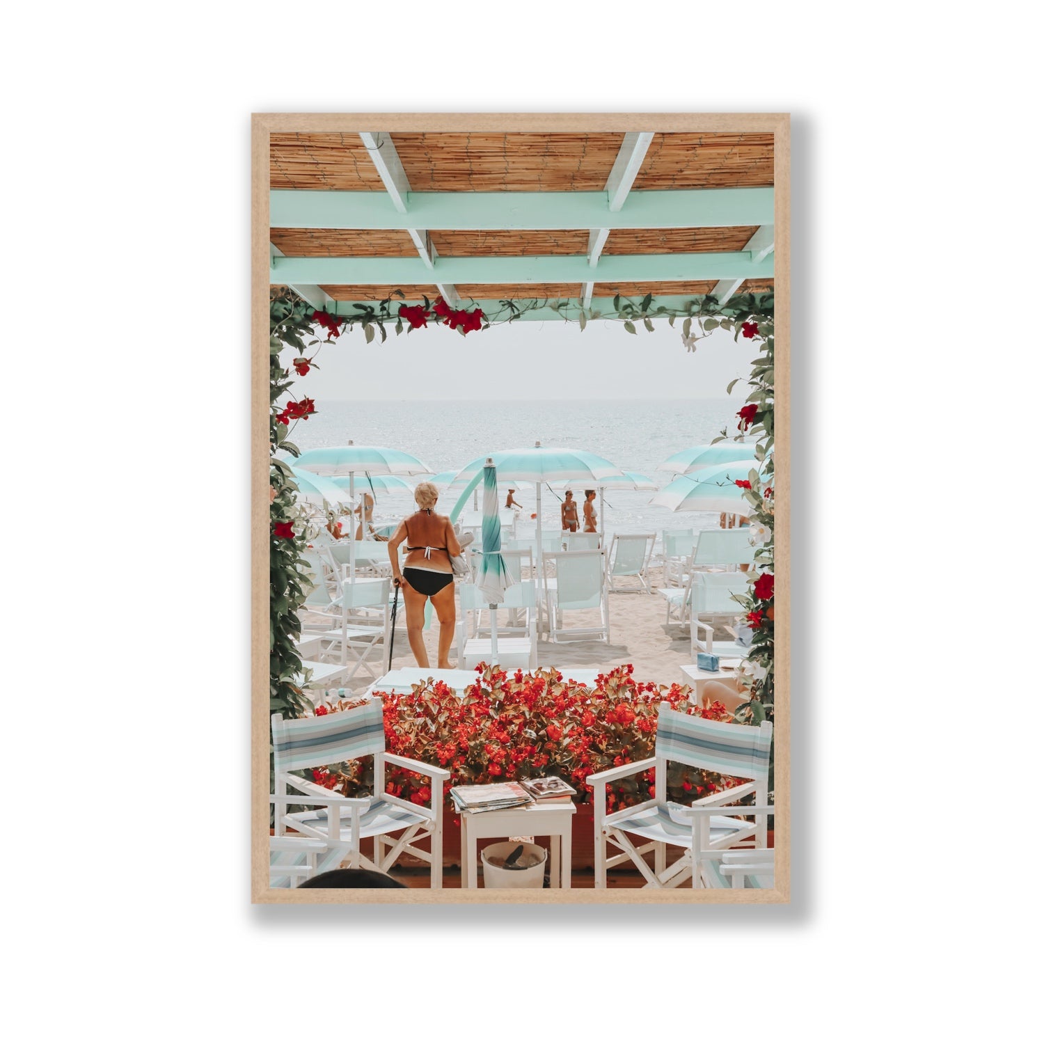 Nonna's Italian Escape Alassio Italian wall art Gallery full-bleed fine art print in natural oak frame