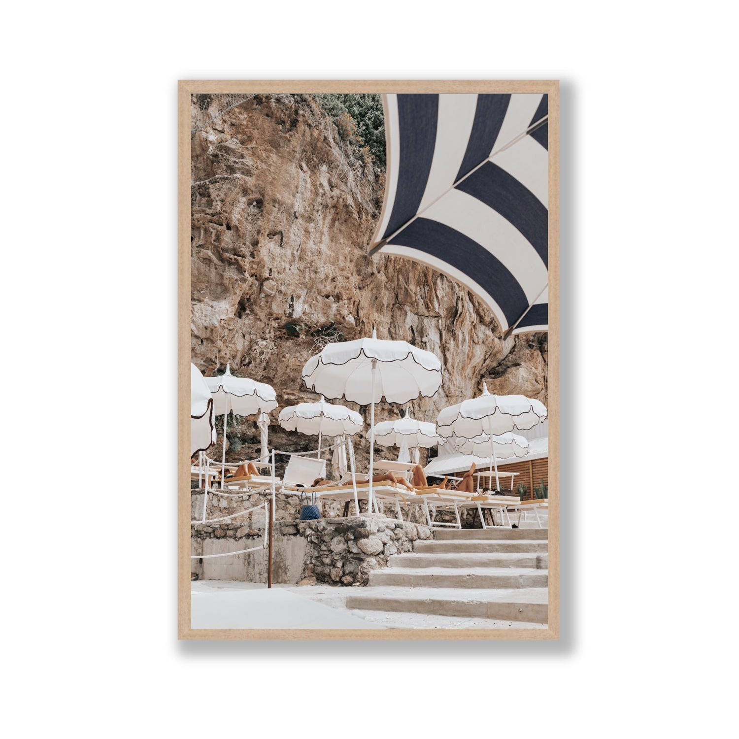Rocky Refuge fine art print, Positano, Italy, Gallery, Natural Oak Frame · Full Bleed, Fine Art Print