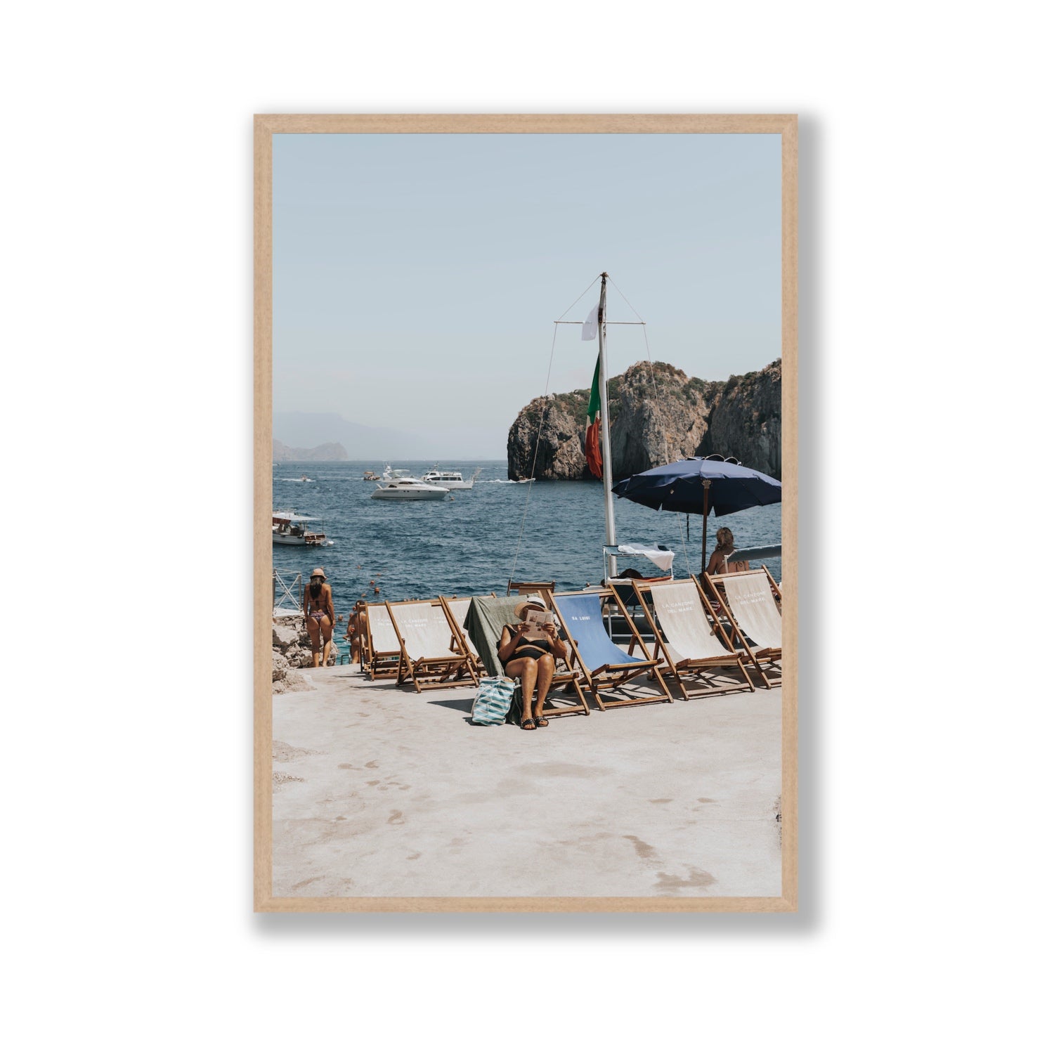 Vintage Sun Goddess fine art print, Capri, Italy, Gallery, Natural Oak Frame · Full Bleed, Fine Art Print
