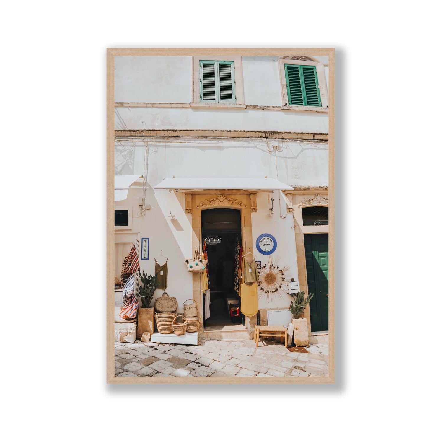 Artisan Ambience Puglia Italian wall art Gallery full-bleed fine art print in natural oak frame