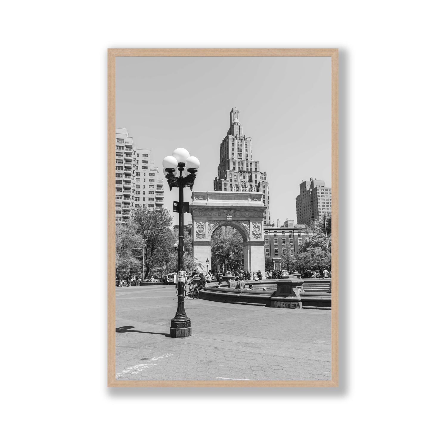 Pole Position New York NYC Black & White wall art Gallery full-bleed fine art print in natural oak frame