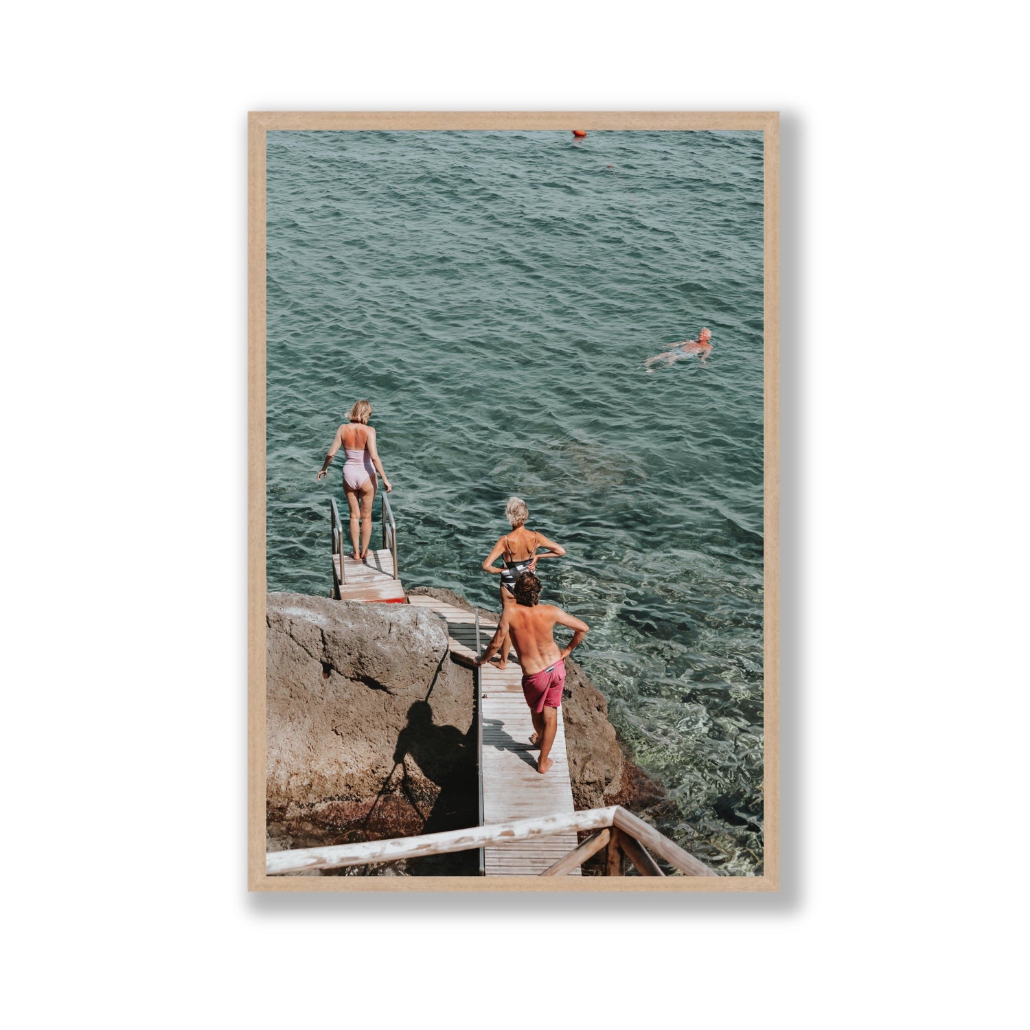 Freewheeling Spirit Tuscany coastal Italian wall art Gallery full-bleed fine art print in natural oak frame