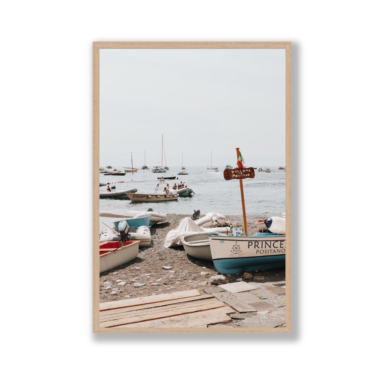 Coming Home fine art print, Positano, Italy, Gallery, Natural Oak Frame · Full Bleed, Fine Art Print