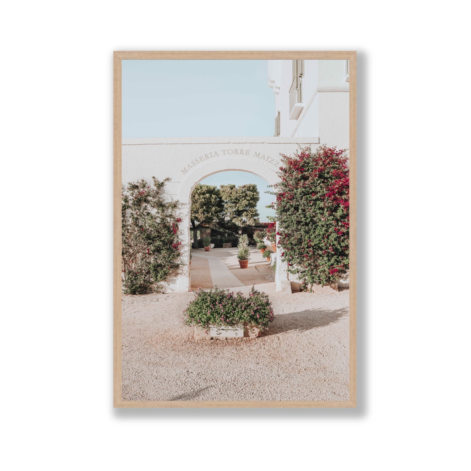 Torre Maizza Puglia Italian wall art Gallery full-bleed fine art print in natural oak frame