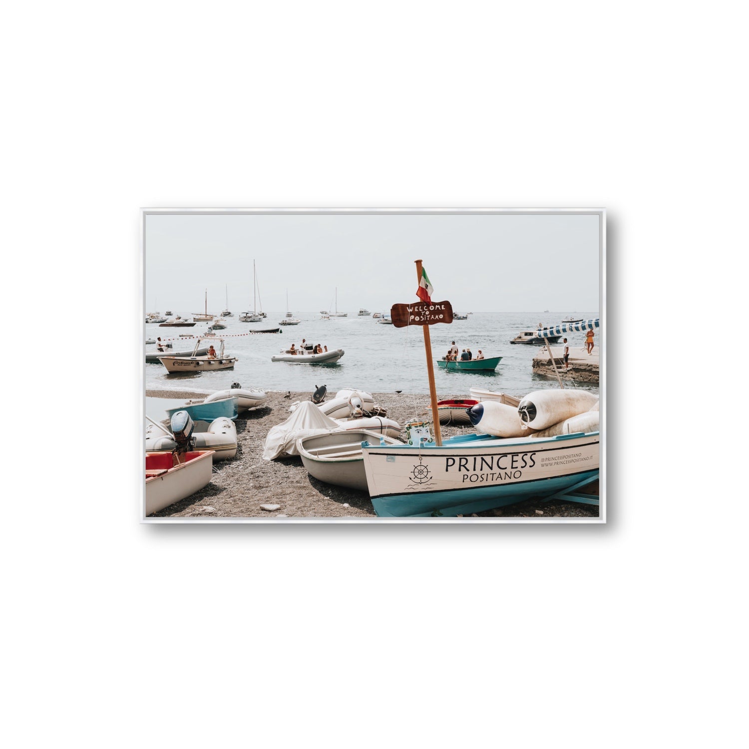 Princess Positano fine art print, Positano, Italy, Extra Large, White Float Frame, Fine Art Canvas