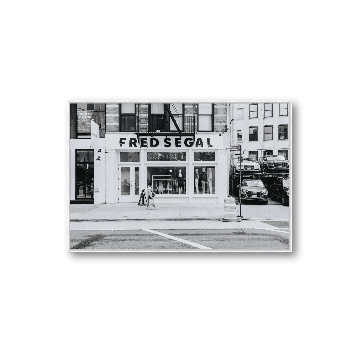 Noir York New York NYC Black & White wall art Extra Large fine art canvas in white float frame