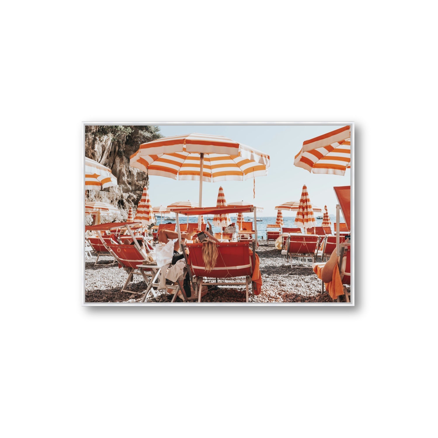Digital Dreamer fine art print, Positano, Italy, Extra Large, White Float Frame, Fine Art Canvas