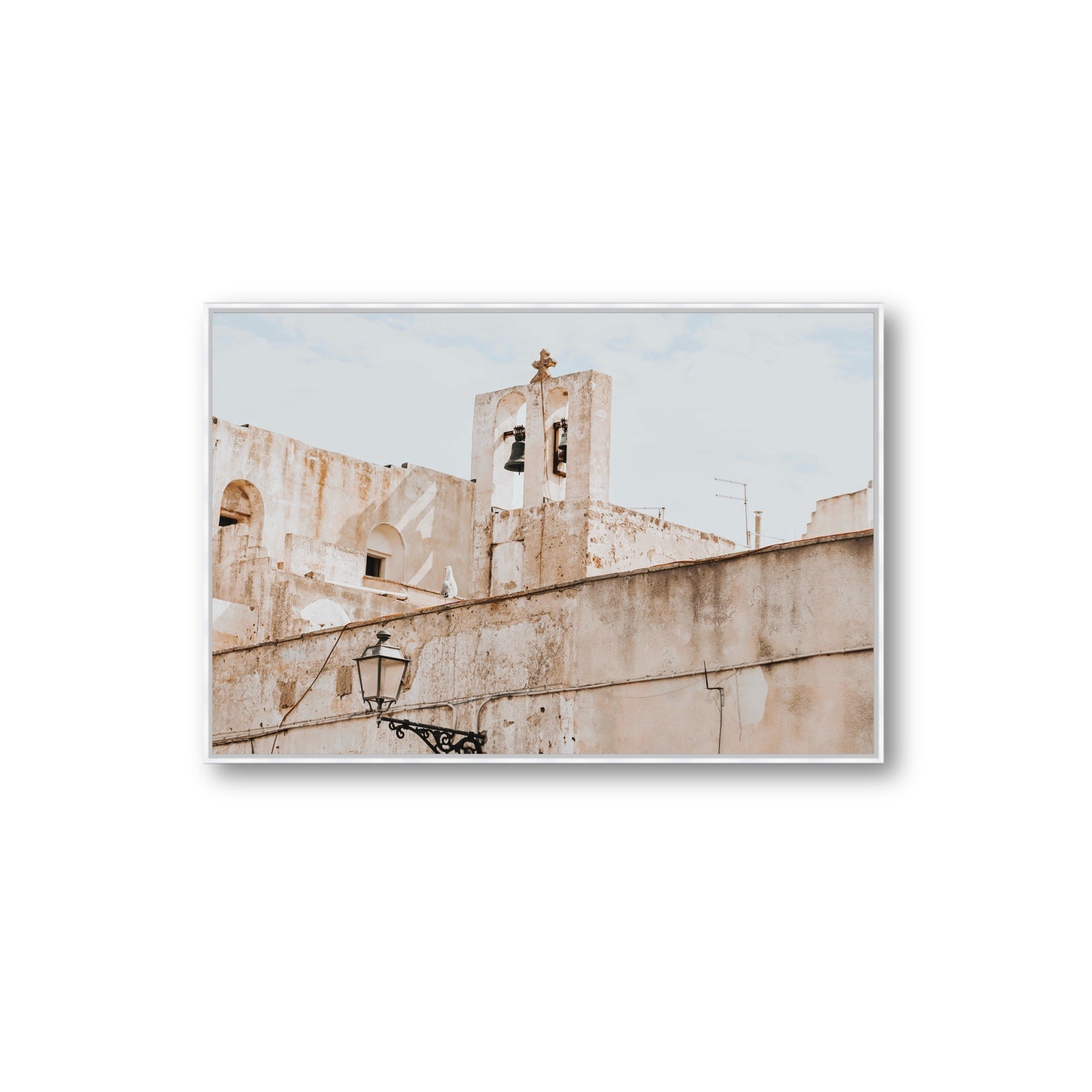 Ancient Bells Puglia Gallipoli Italian wall art Extra Large fine art canvas in white float frame