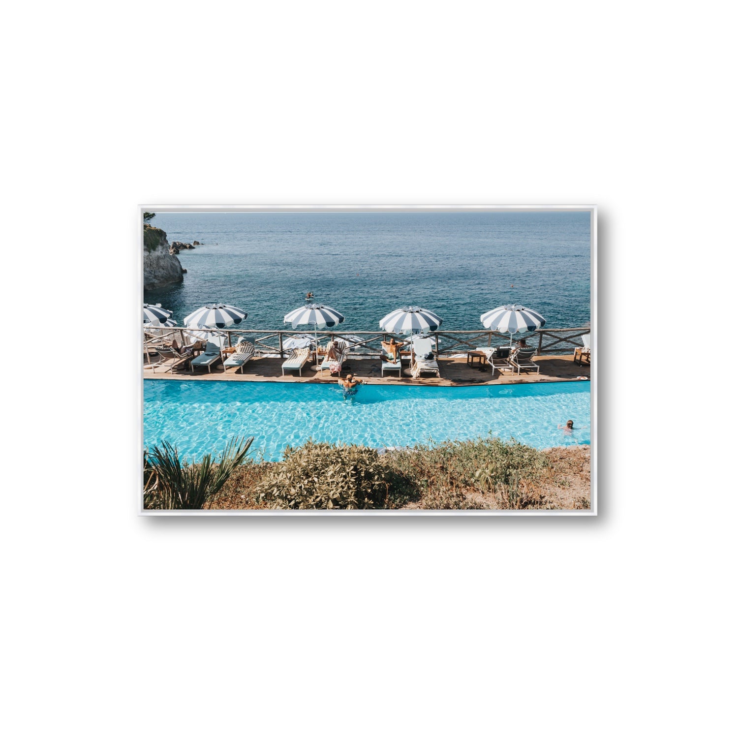 Hues Of Blues fine art print, Ischia, Italy, Extra Large, White Float Frame, Fine Art Canvas