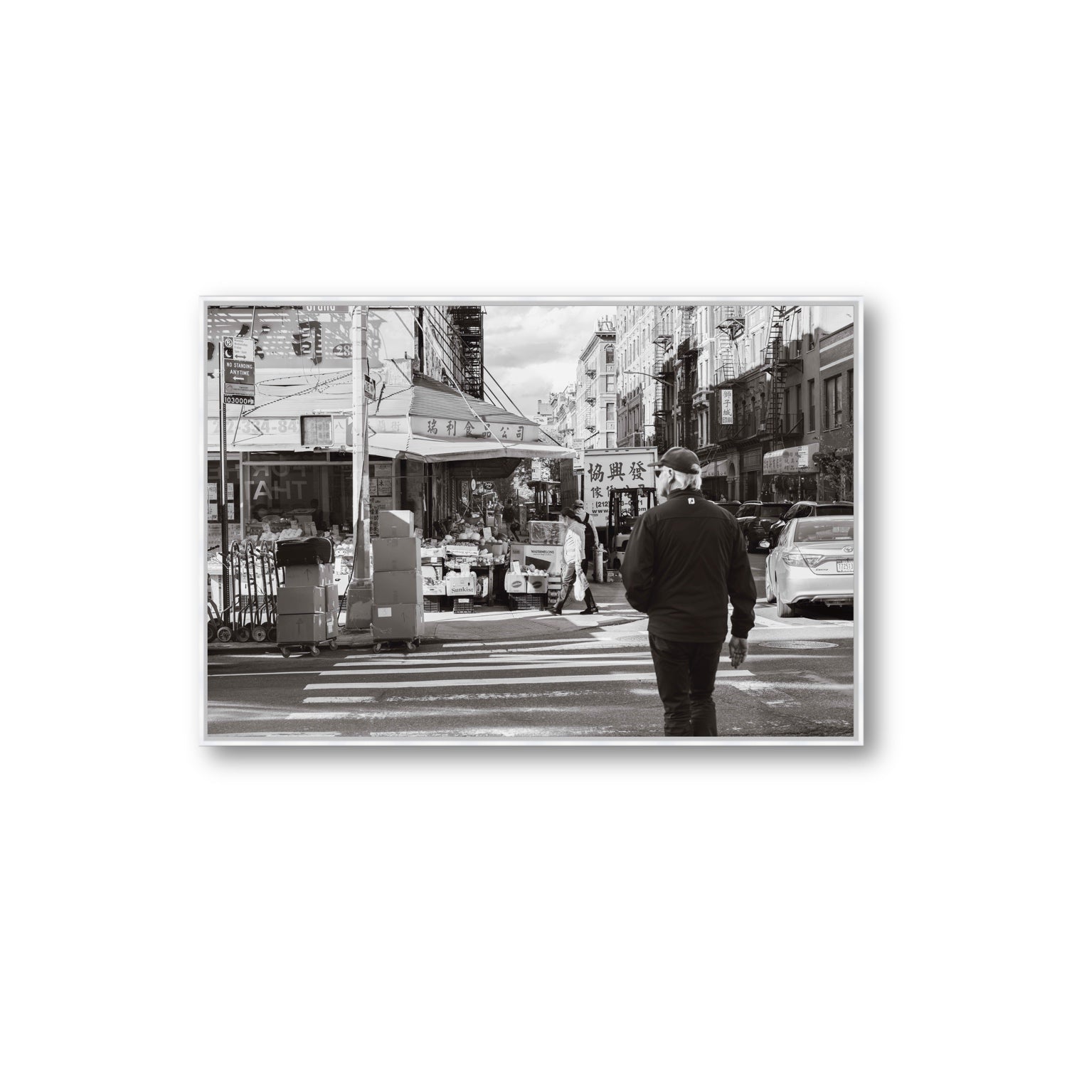 Chinatown New York NYC Street wall art Extra Large fine art canvas in white float frame