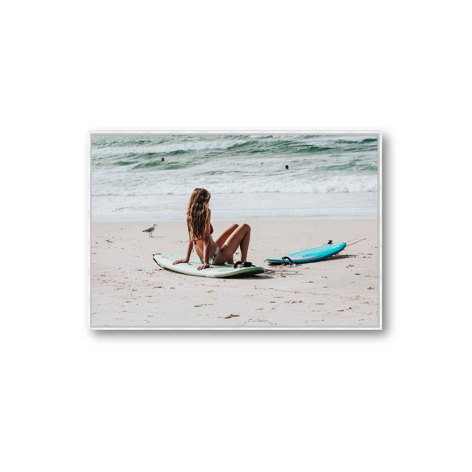 Ciao Bella Byron Bay Surf coastal wall art Extra Large fine art canvas in white float frame