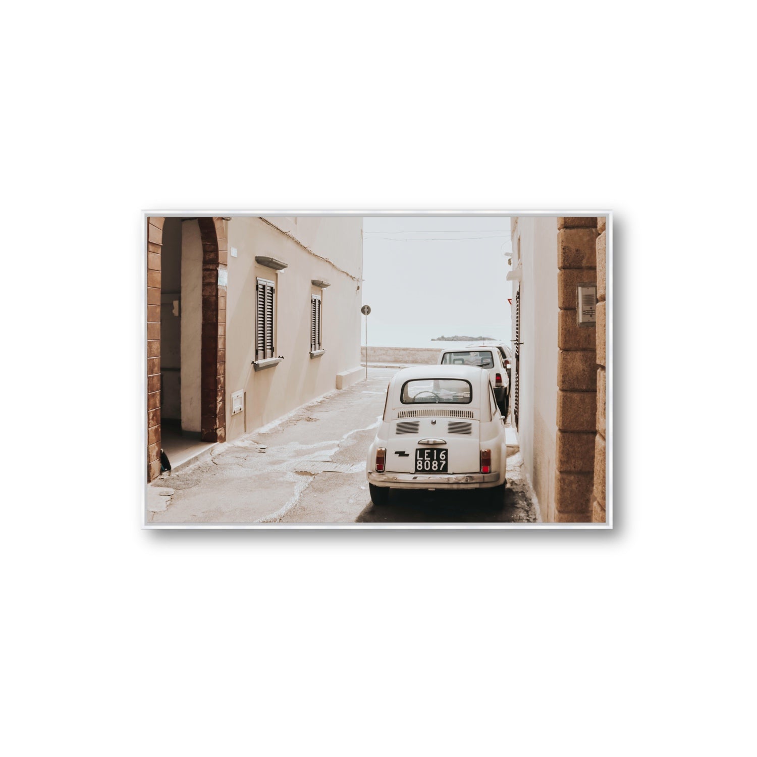 Bambini Lane Puglia Italian wall art Extra Large fine art canvas in white float frame
