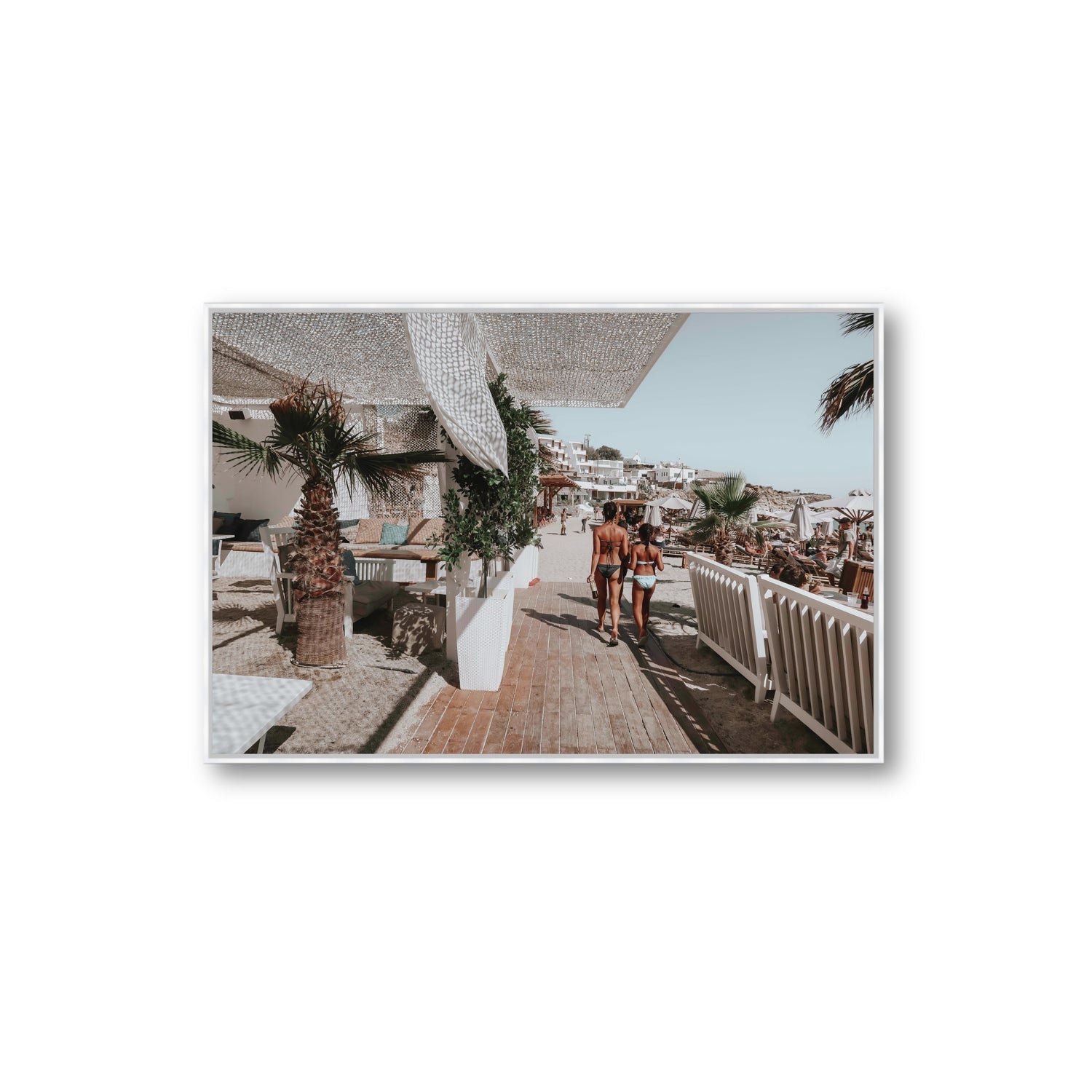 Mitera Kori Mykonos Greek island wall art Extra Large fine art canvas in white float frame