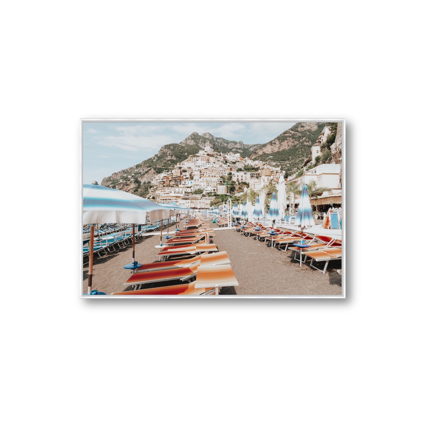 Spiaggia Grande fine art print, Positano, Italy, Extra Large, White Float Frame, Fine Art Canvas