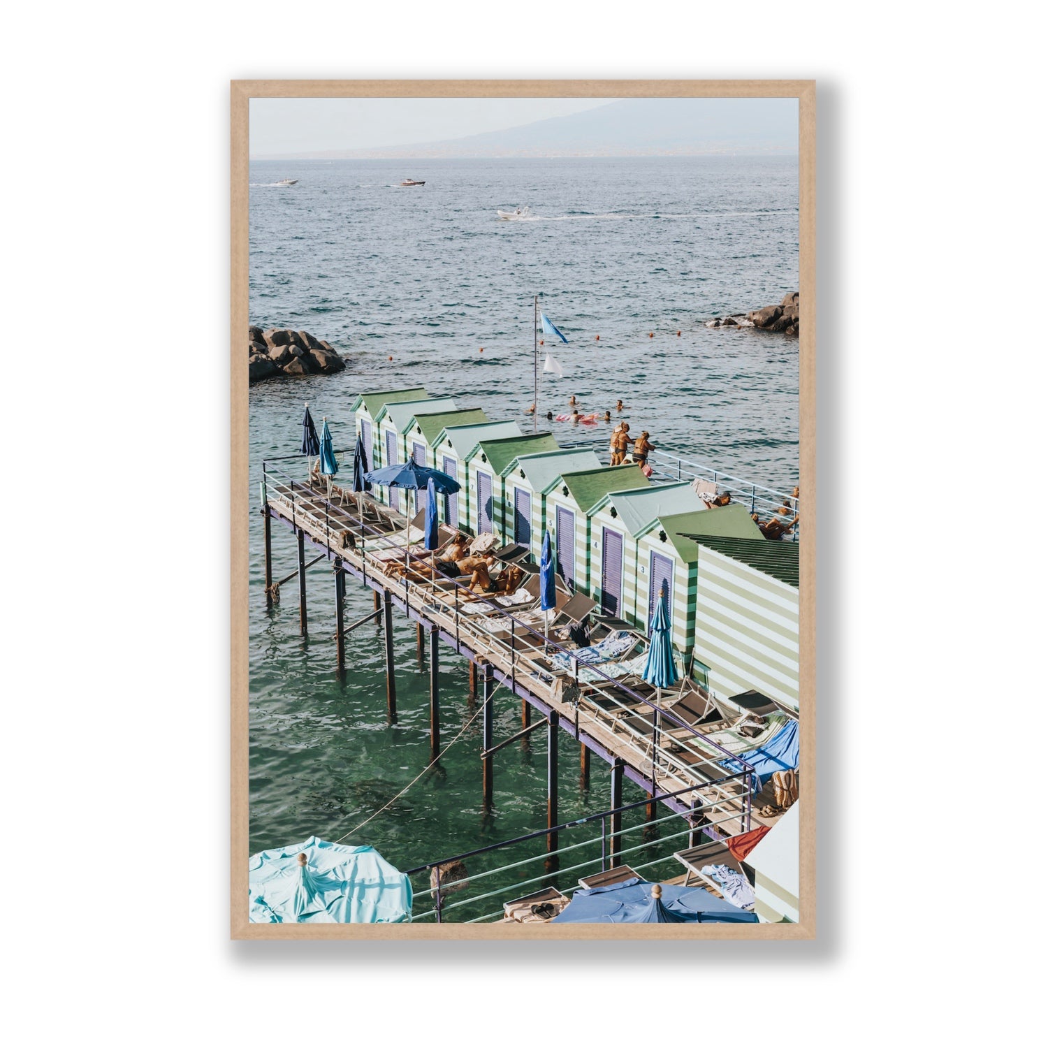 Cabine da Spiaggia fine art print, Sorrento, Italy, Statement, Natural Oak Frame · Full Bleed, Fine Art Print