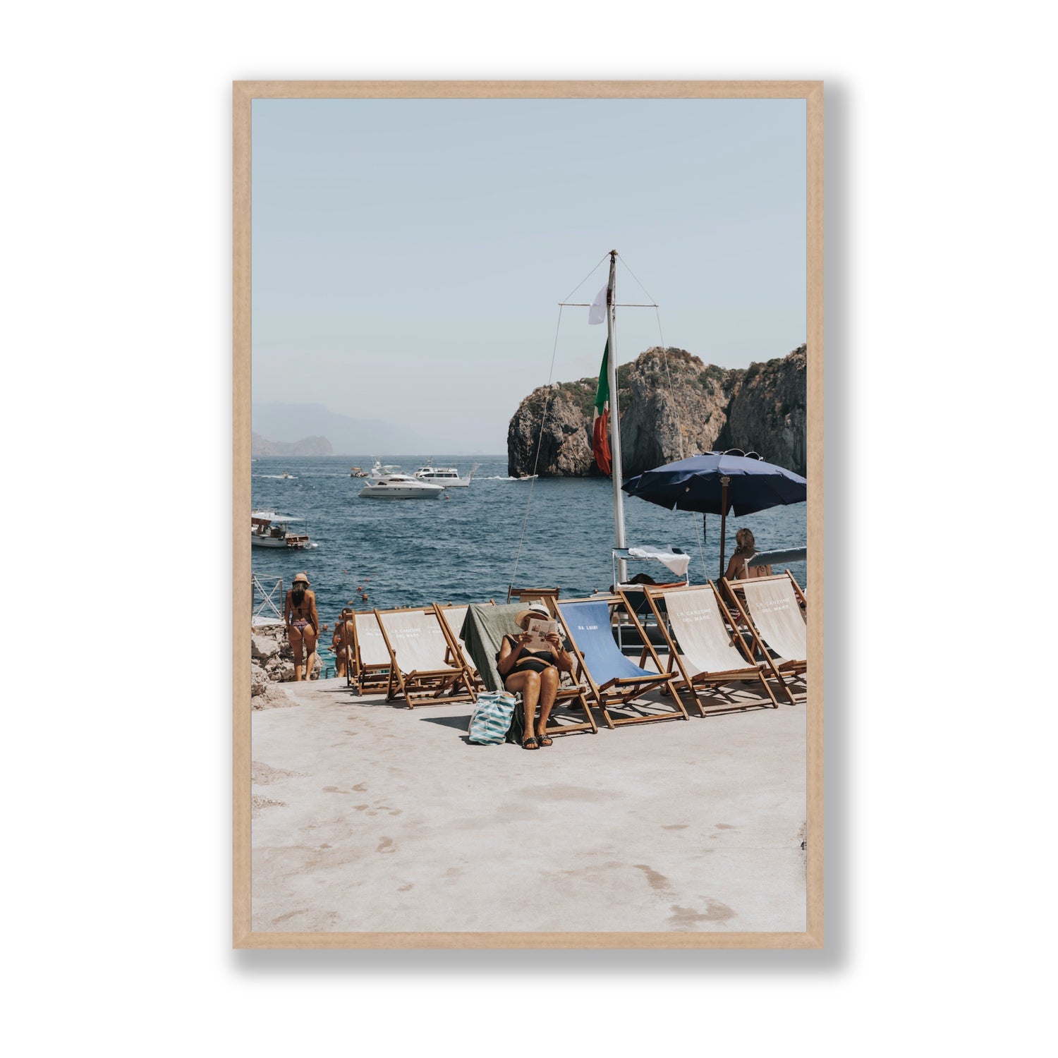 Vintage Sun Goddess fine art print, Capri, Italy, Statement, Natural Oak Frame · Full Bleed, Fine Art Print