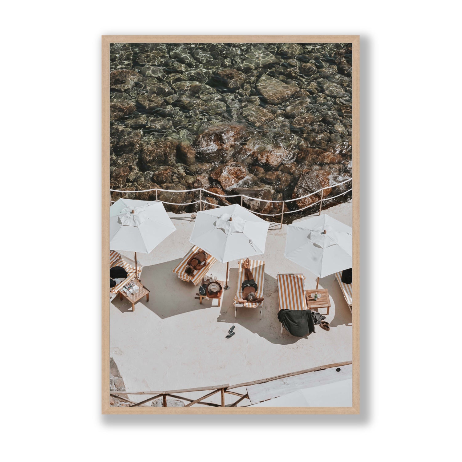 When Harry Met Sally Tuscany coastal wall art Statement full-bleed fine art print in natural oak frame