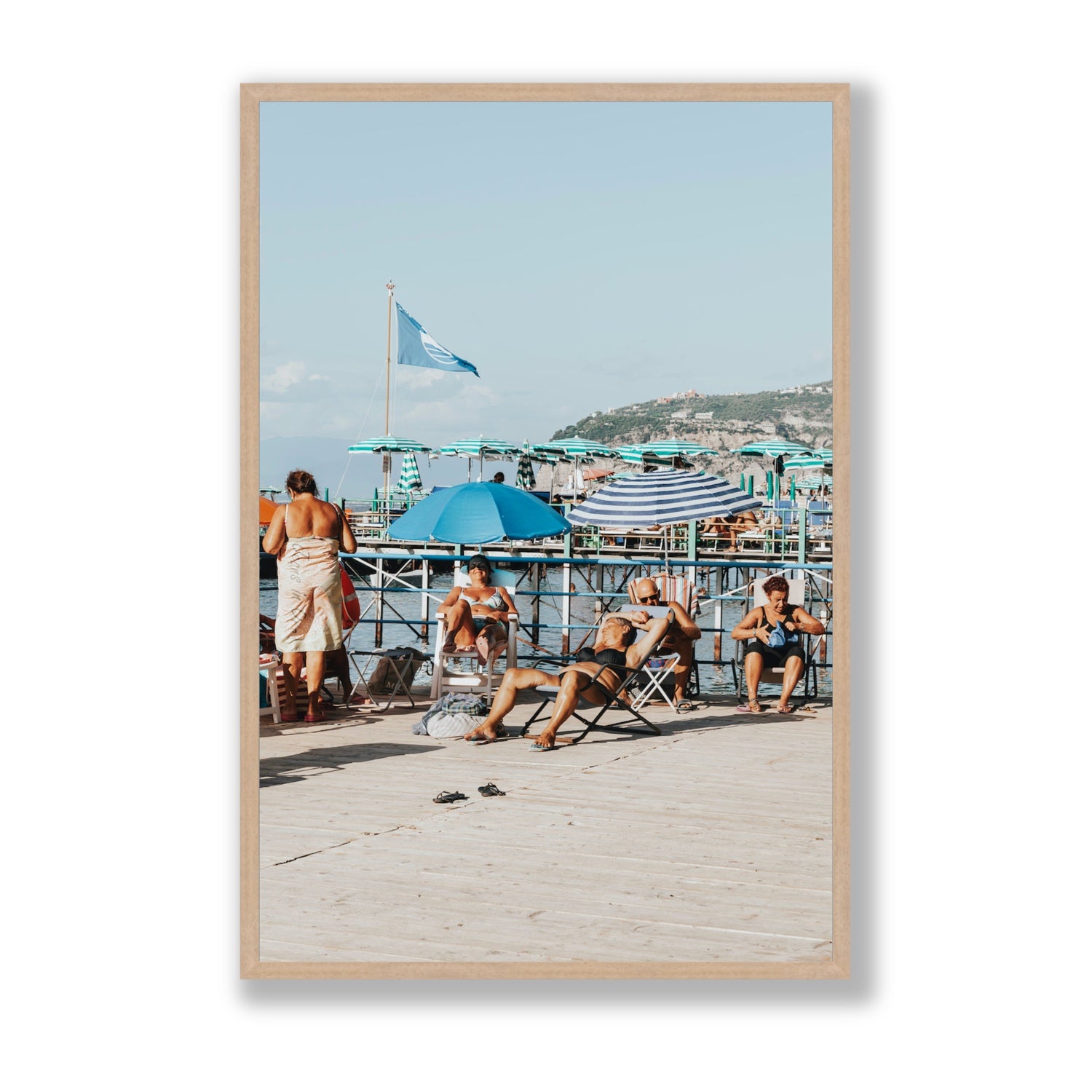 The Golden Years Sorrento Italian wall art Statement full-bleed fine art print in natural oak frame