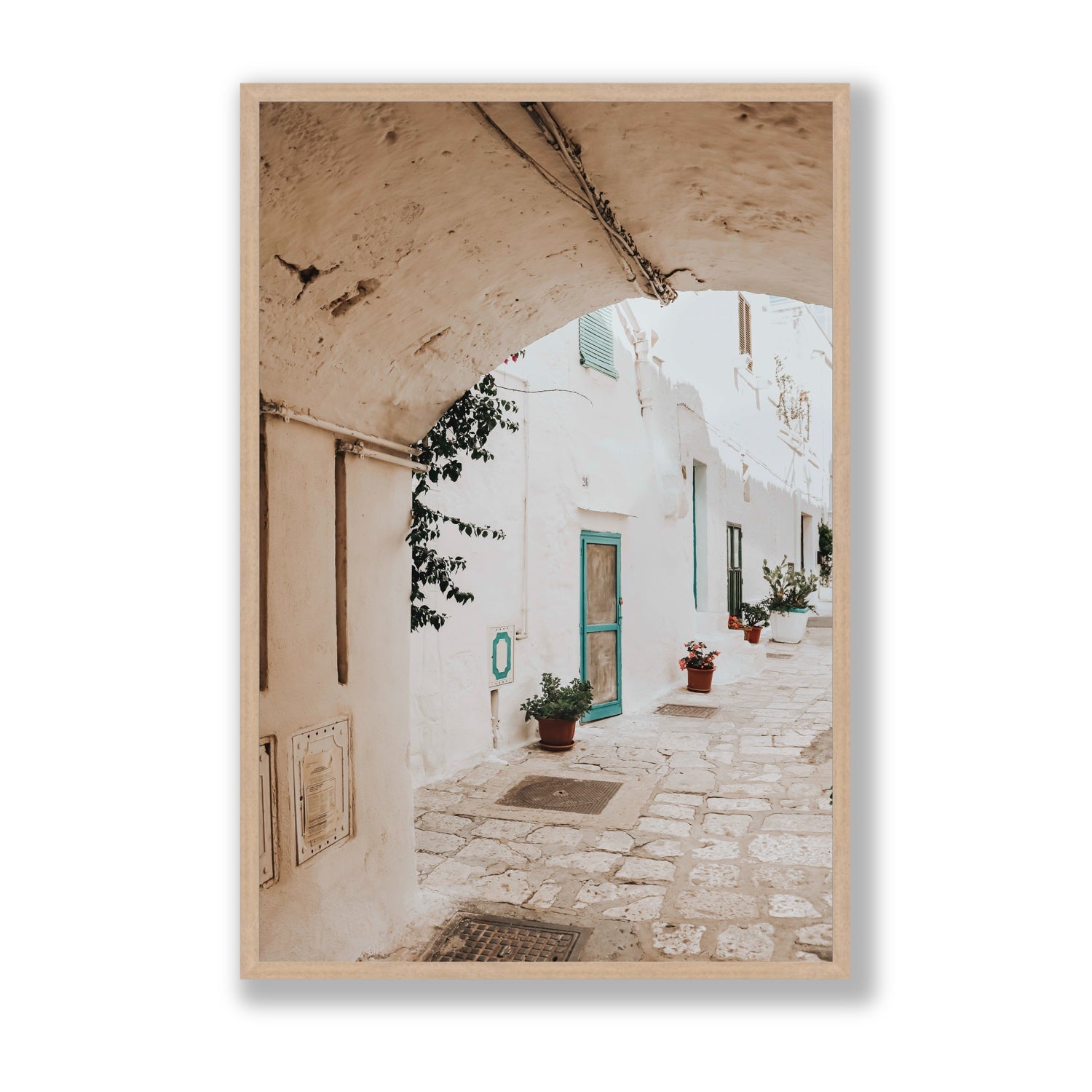 La Citta Bianca Puglia La Città Bianca wall art Statement full-bleed fine art print in natural oak frame