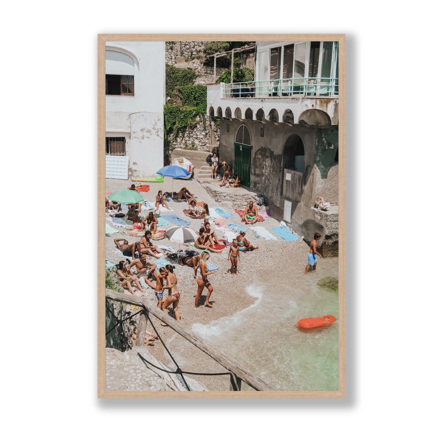 The Sunbathers Oasis fine art print, Capri, Italy, Statement, Natural Oak Frame · Full Bleed, Fine Art Print