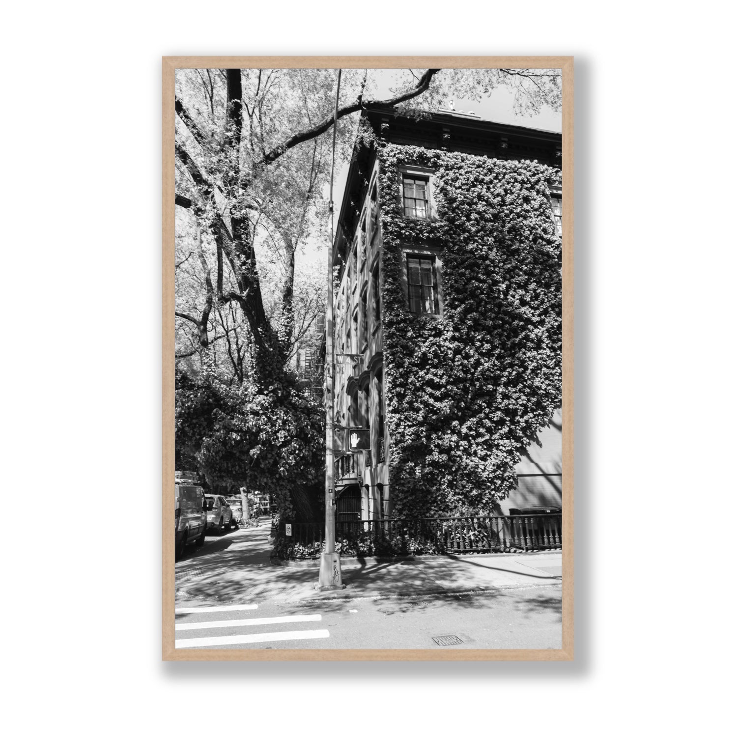 Vertical Garden New York NYC Black & White wall art Statement full-bleed fine art print in natural oak frame