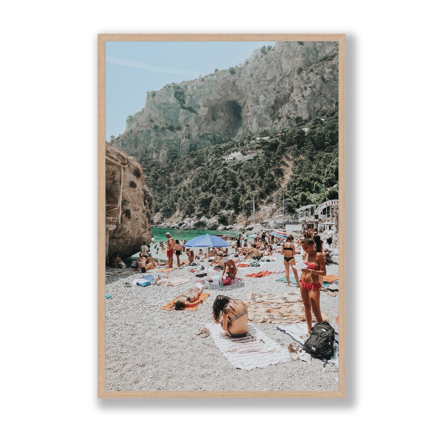Marina Piccola Capri Mediterranean wall art Statement full-bleed fine art print in natural oak frame