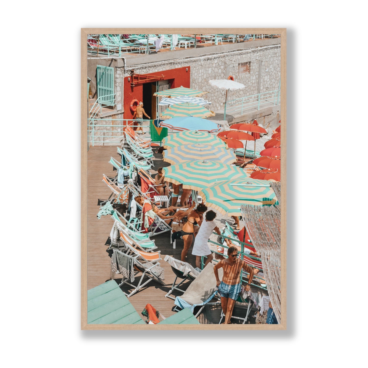 Colourful Canopy fine art print, Capri, Italy, Statement, Natural Oak Frame · Full Bleed, Fine Art Print