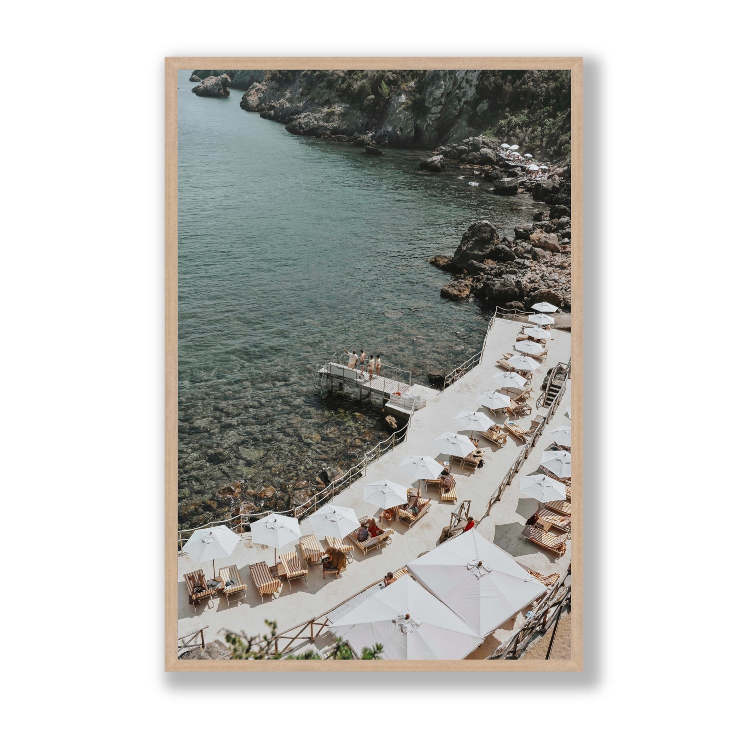 Pier Perspectives Tuscany coastal Italian wall art Statement full-bleed fine art print in natural oak frame