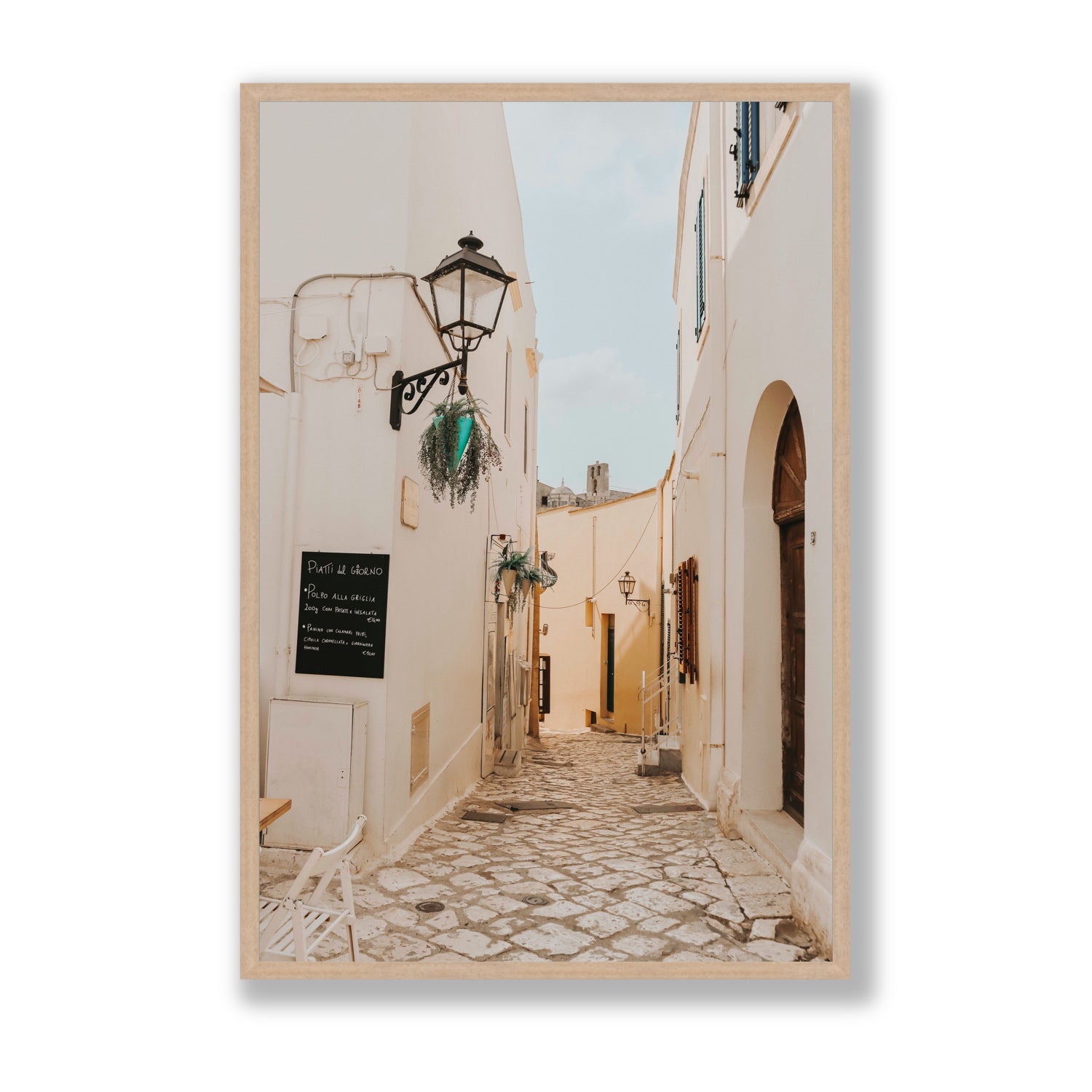 Twilight Passage Puglia Italian wall art Statement full-bleed fine art print in natural oak frame