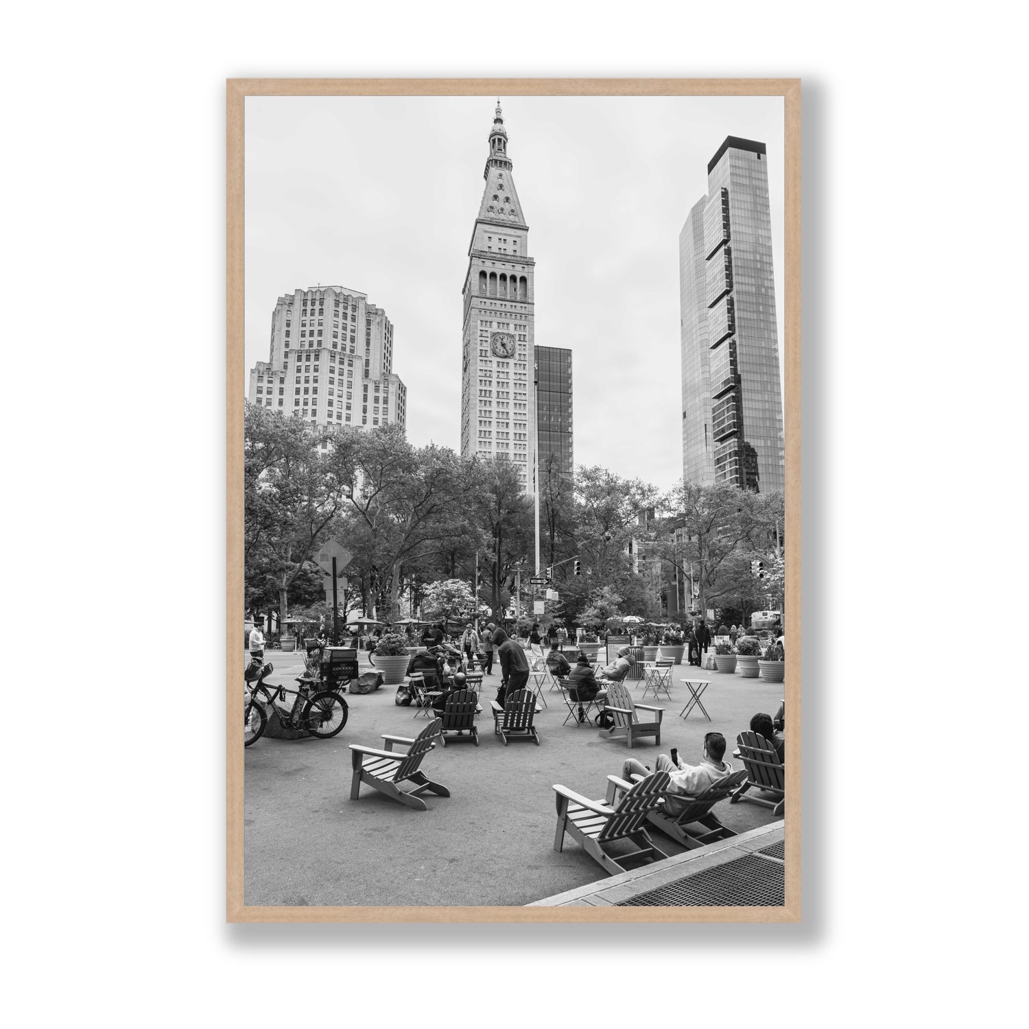 Timeless New York New York NYC Black & White wall art Statement full-bleed fine art print in natural oak frame